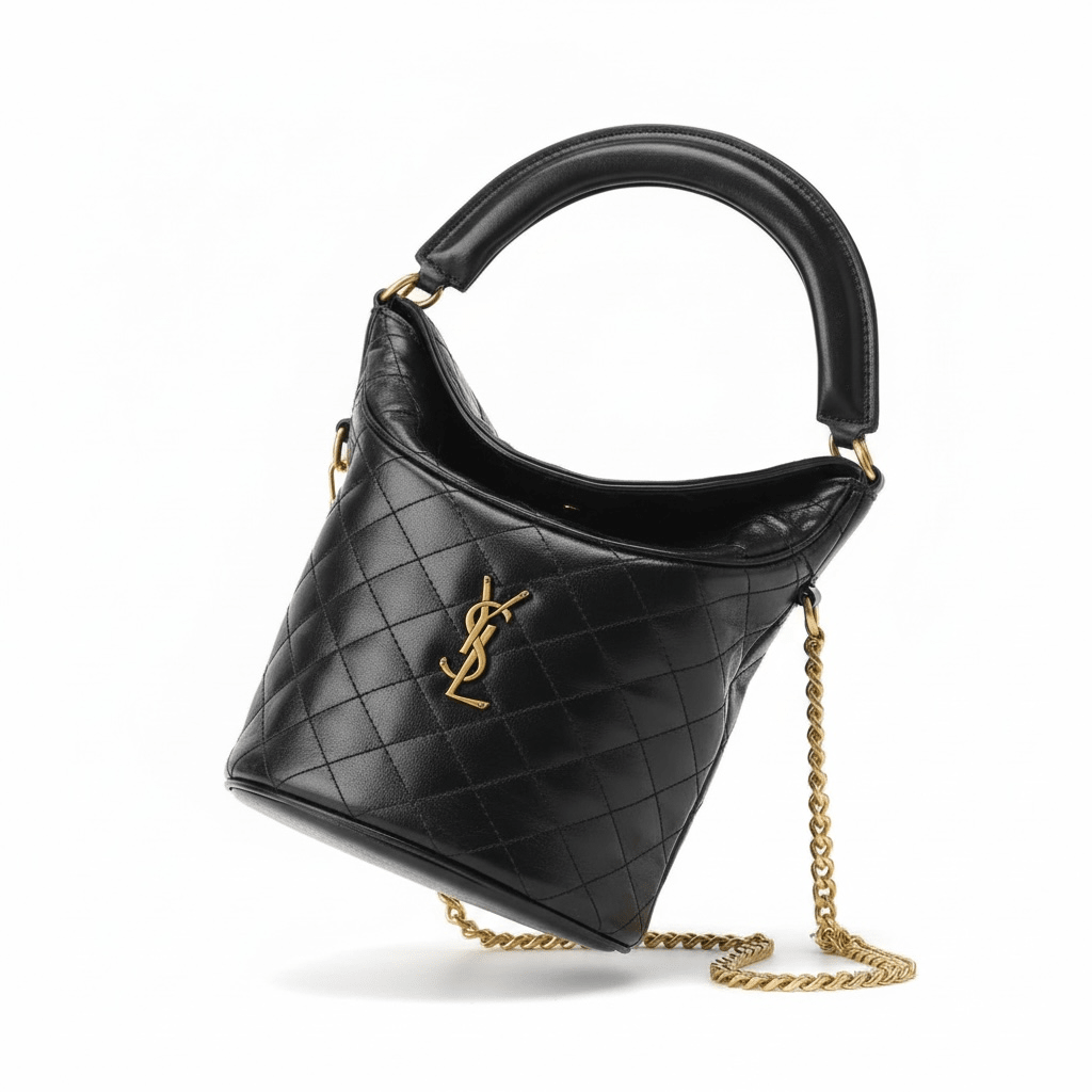 Saint Laurent Quilted Leather Bucket Bag with Gold Chain - MASTERPIECE