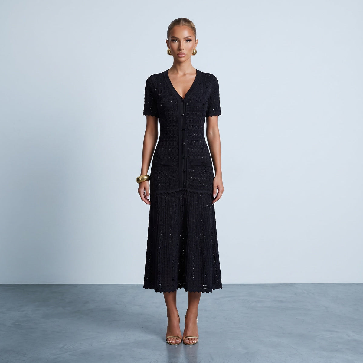 Sandro diane rhinestone Knit Midi Dress – Black ✨ - MASTERPIECE