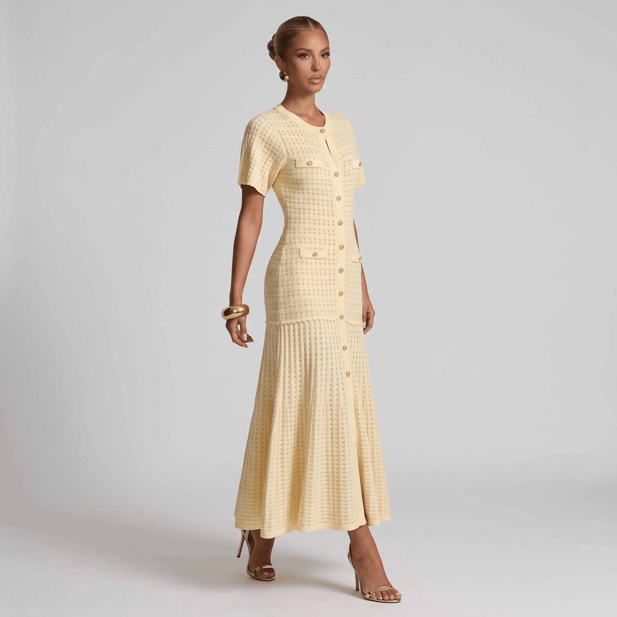 💛 Sandro Textured Knit Midi Dress one size - MASTERPIECE