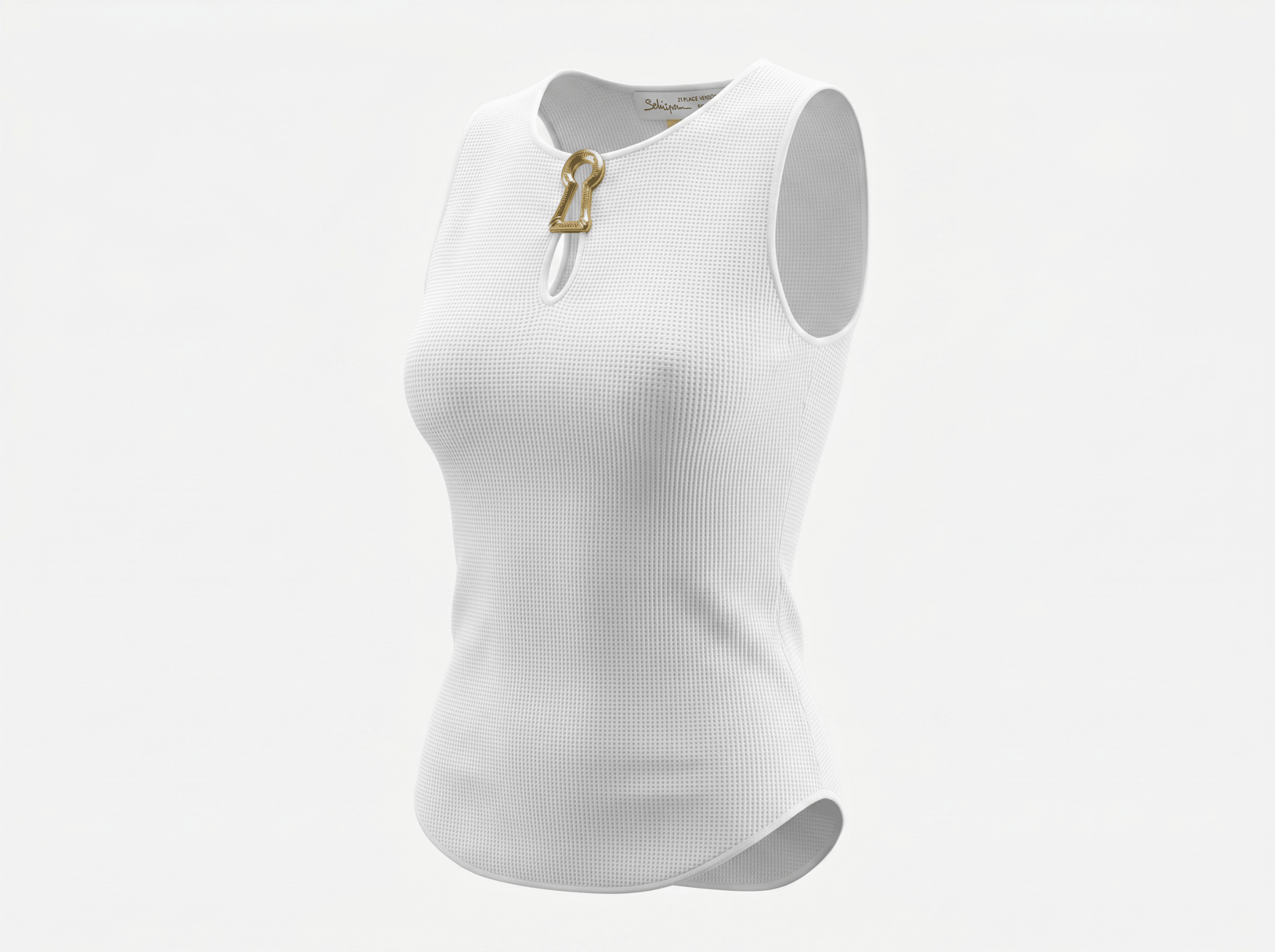 🤍 Schiaparelli Keyhole Ribbed Knit Tank Top – White - MASTERPIECE