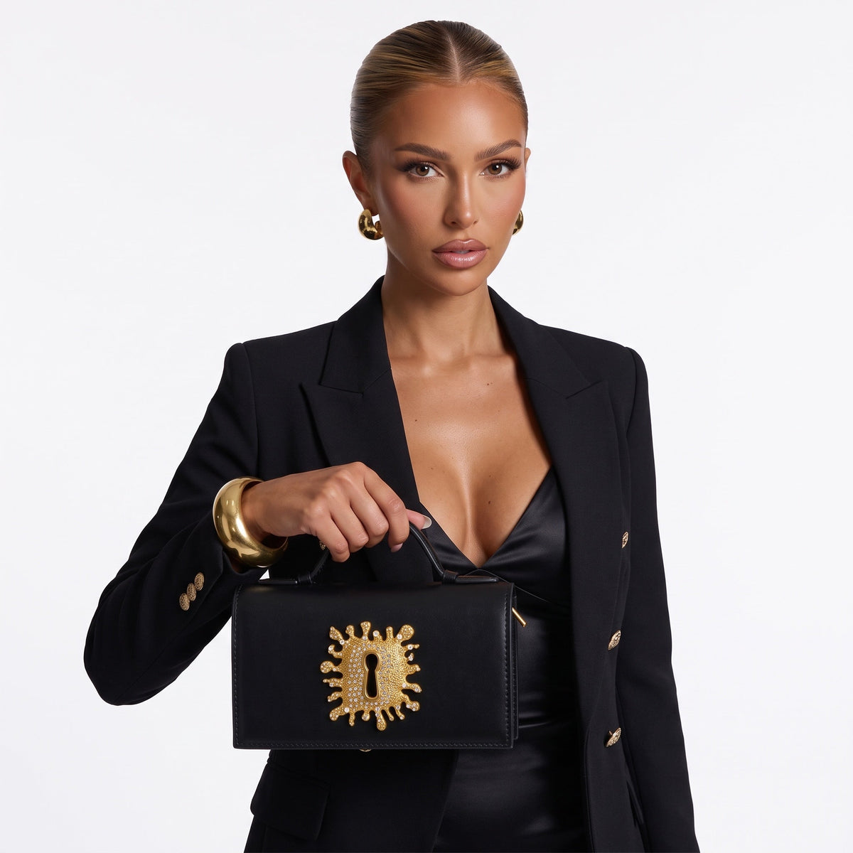 Schiaparelli keyhole Top-Handle Bag – Black Gold Sunburst 👜✨ - MASTERPIECE