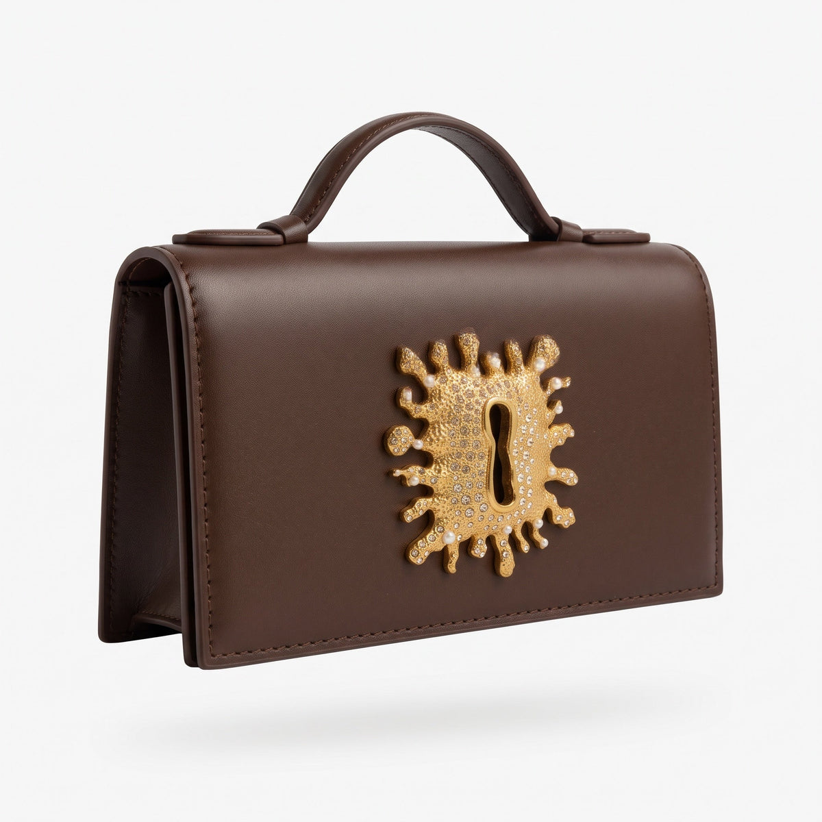 Schiaparelli keyhole Top Handle Bag – Chocolate Brown 👜✨ - MASTERPIECE