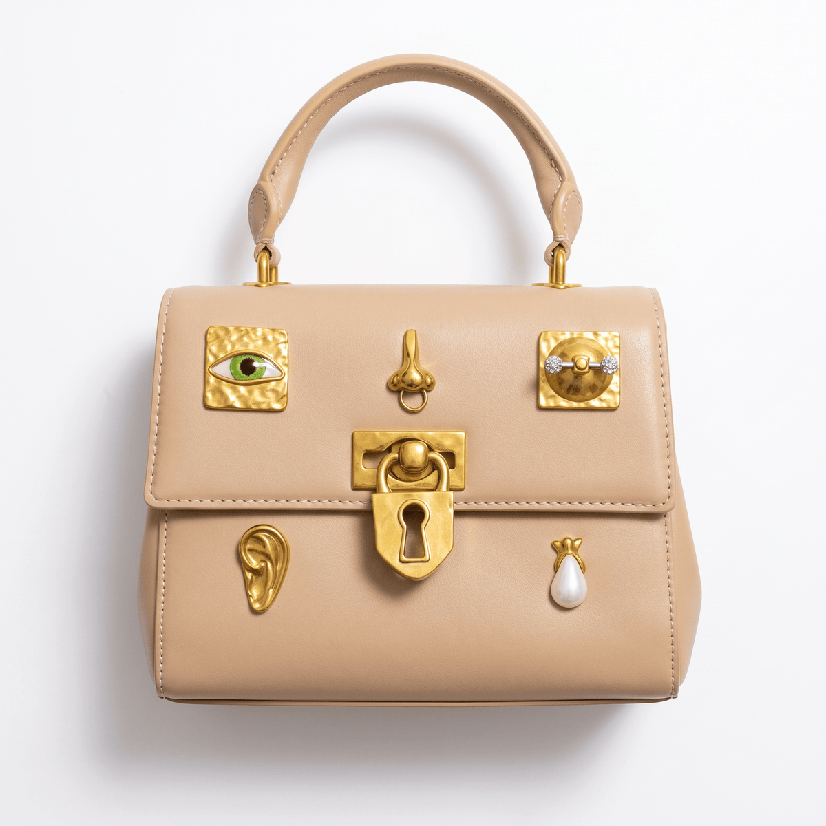 Schiaparelli medium Top Handle Bag – Beige Gold Charms 👜✨ - MASTERPIECE