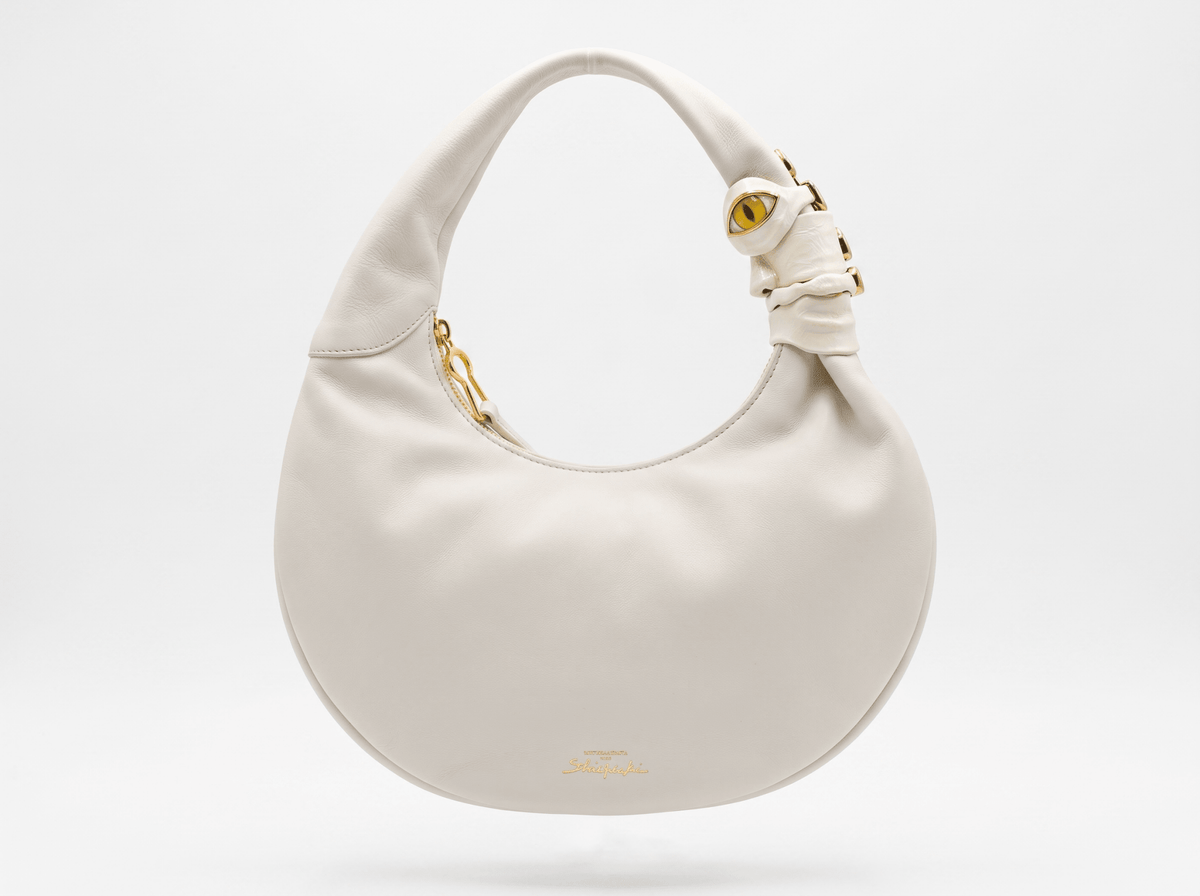 Schiaparelli Sculpted Eye Hobo Bag – Ivory & Gold ✨👁 - MASTERPIECE