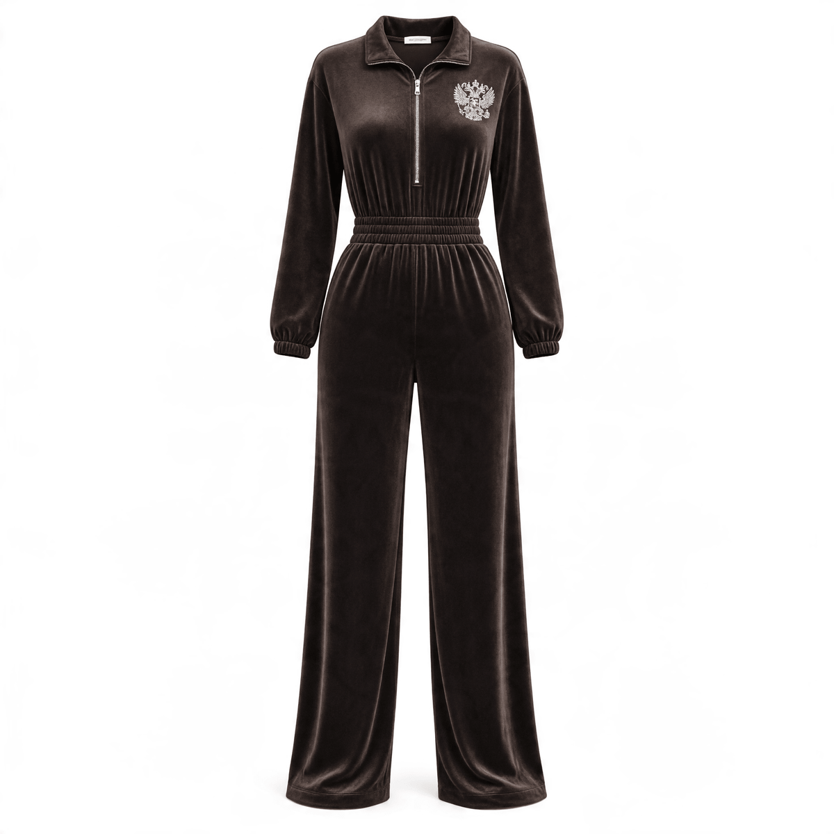Schiaparelli Velvet Jumpsuit โ Chocolate Brown - MASTERPIECE