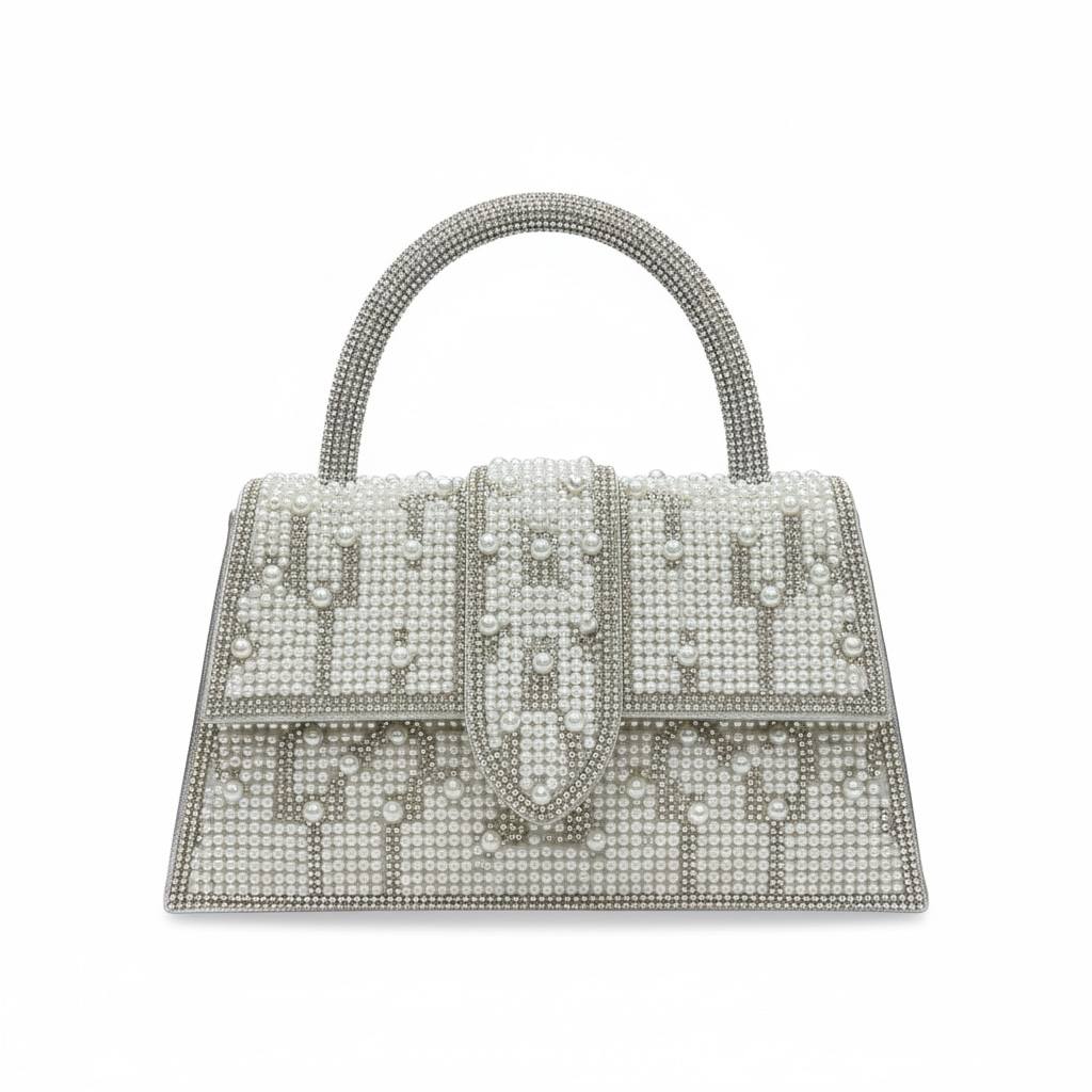 Silver Monogram Top Handle Bag — Pearl - MASTERPIECE