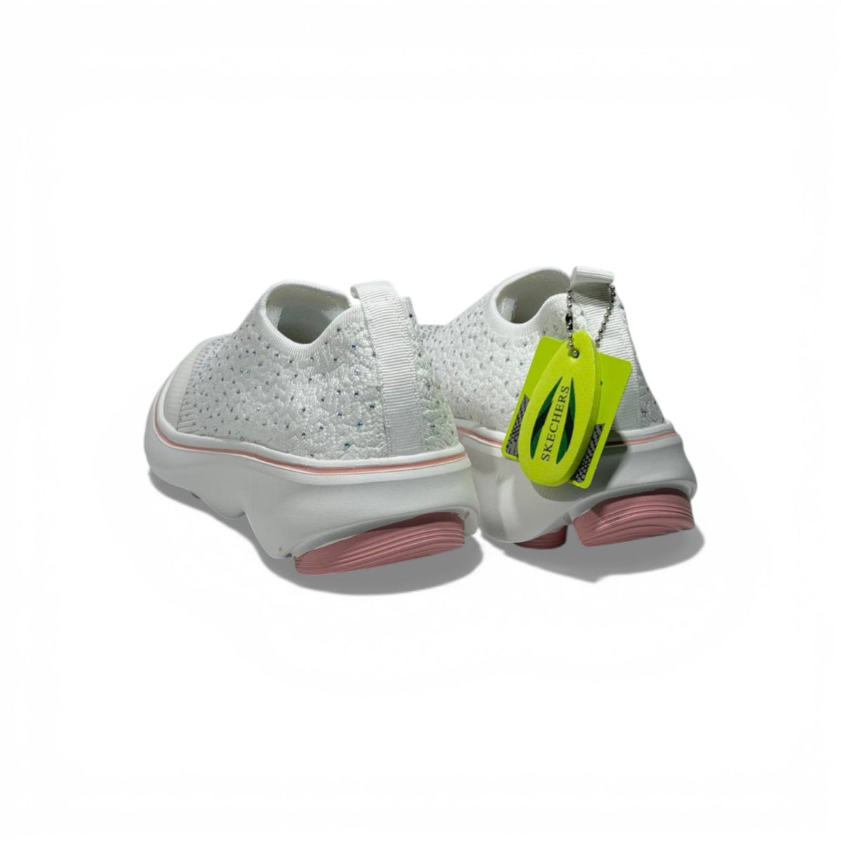 Skechers Crystal Slip-On Sneakers – White Sparkle Comfort Shoes | Lightweight Breathable Walking Trainers - MASTERPIECE