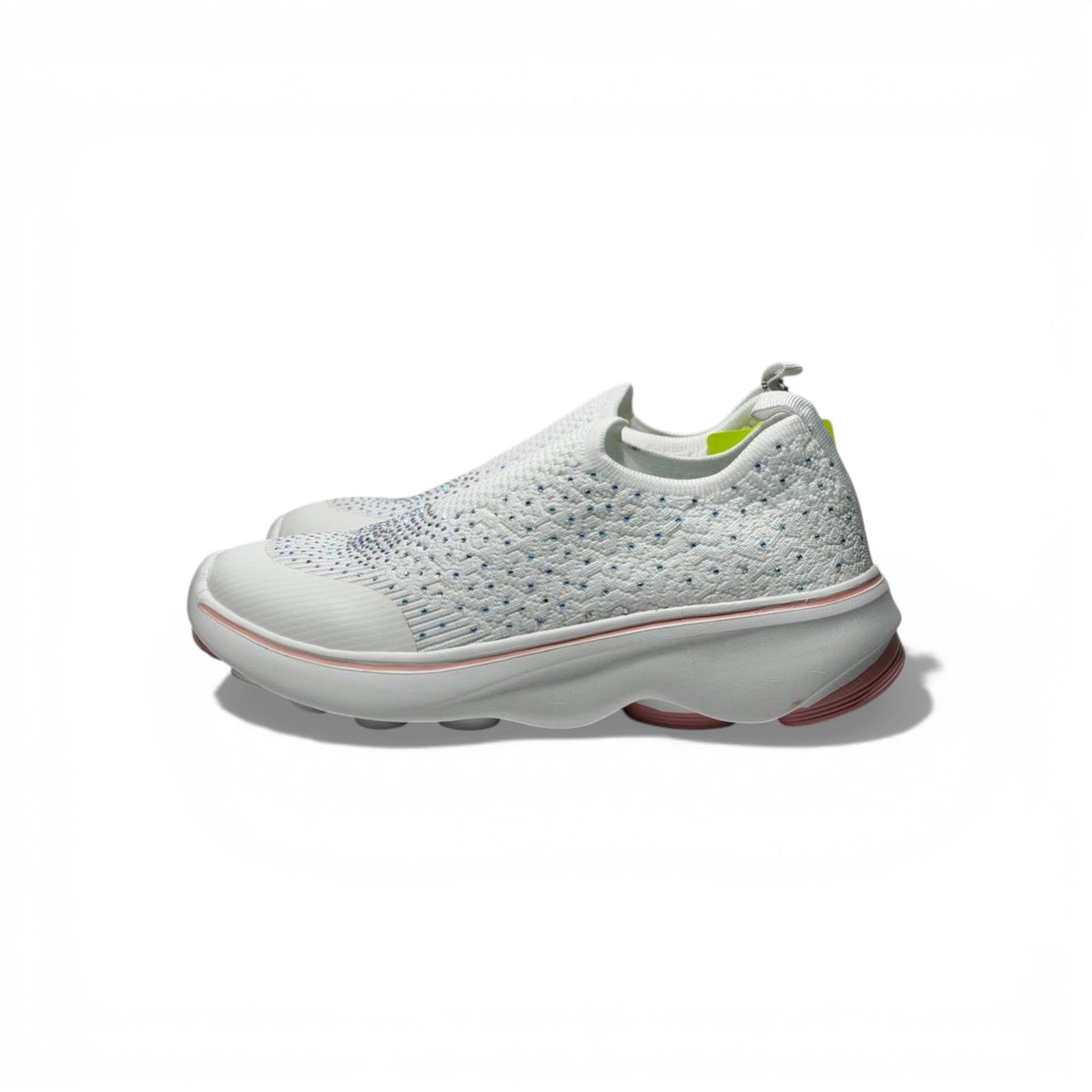 Skechers Crystal Slip-On Sneakers – White Sparkle Comfort Shoes | Lightweight Breathable Walking Trainers - MASTERPIECE