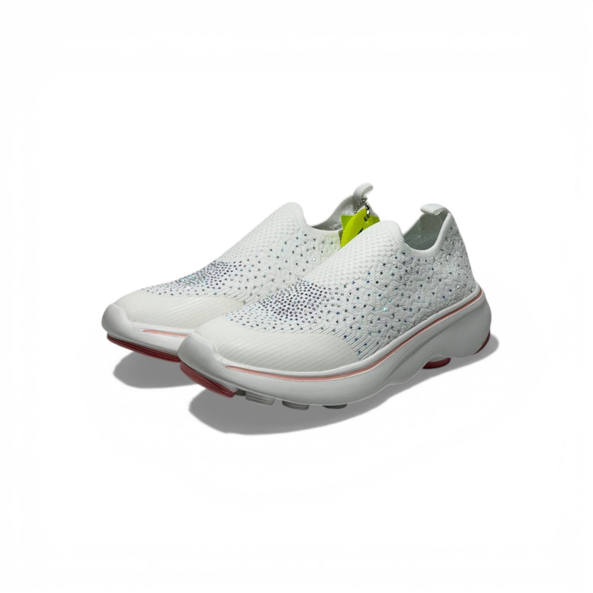 Skechers Crystal Slip-On Sneakers – White Sparkle Comfort Shoes | Lightweight Breathable Walking Trainers - MASTERPIECE