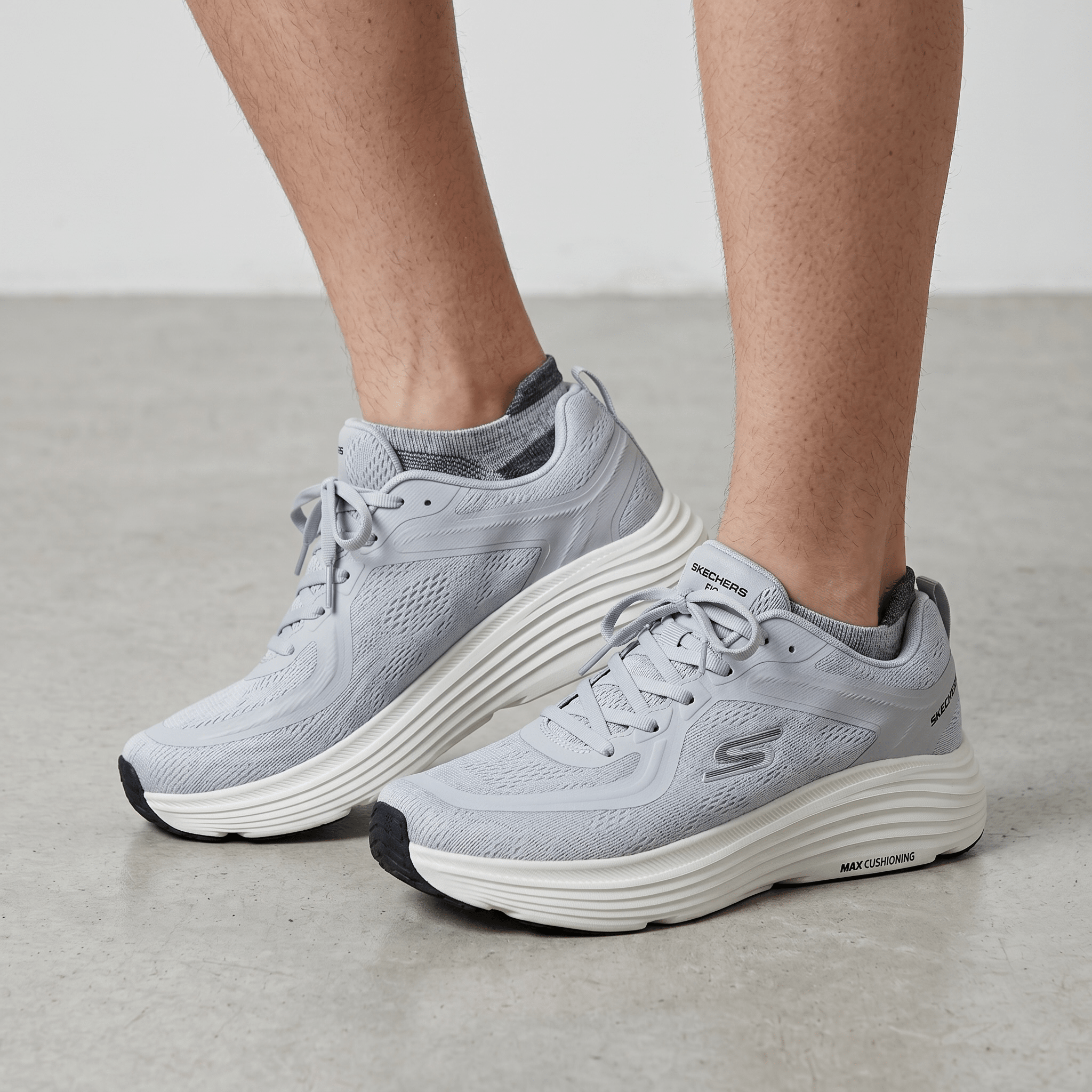 🤍 Skechers Max Cushioning Running Shoes – Light Grey - MASTERPIECE
