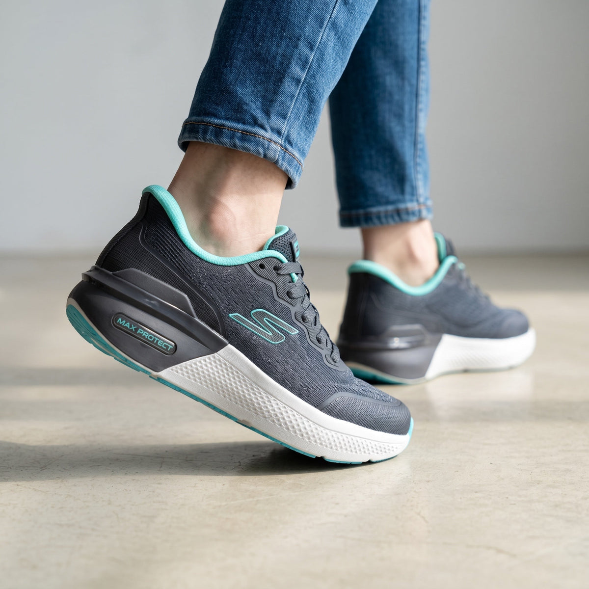 Skechers Max Protect – Grey Teal Sneakers - MASTERPIECE