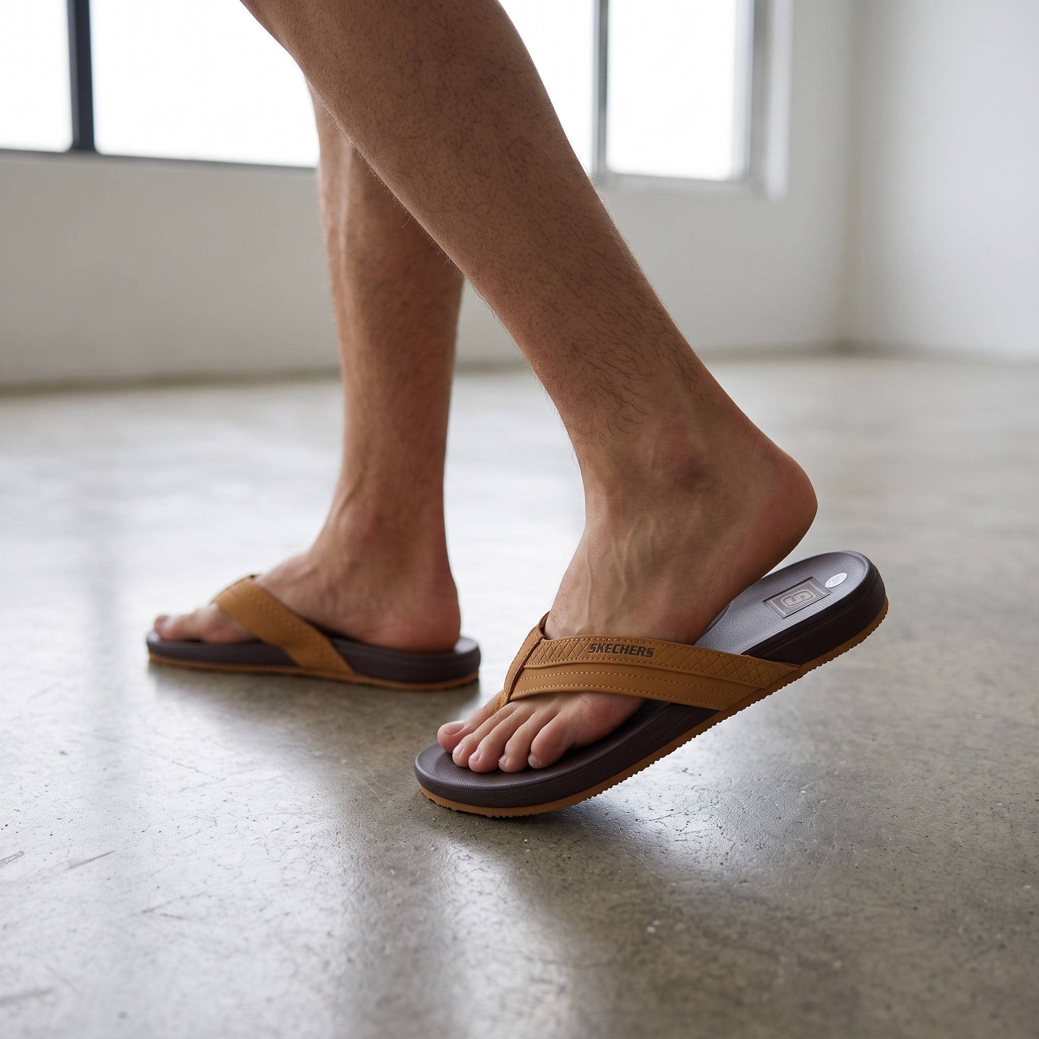Skechers Men's Flip Flops – Tan Brown Comfort 🩴 - MASTERPIECE