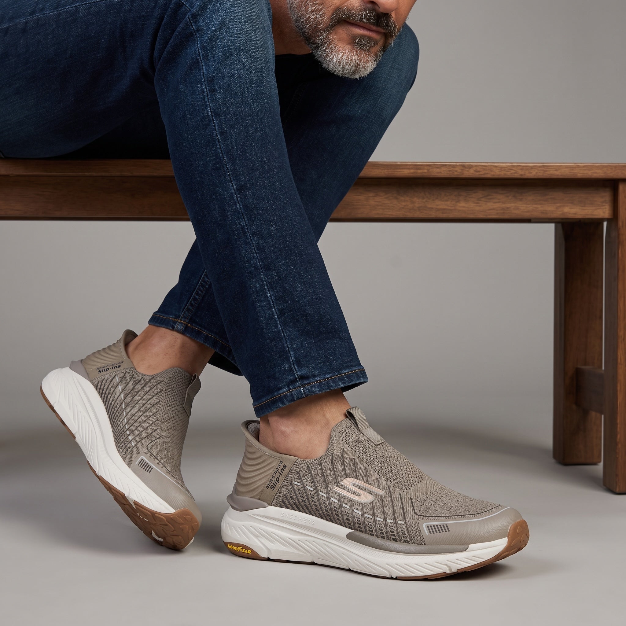 Skechers Slip-Ons – Taupe Performance Runner 👟 - MASTERPIECE