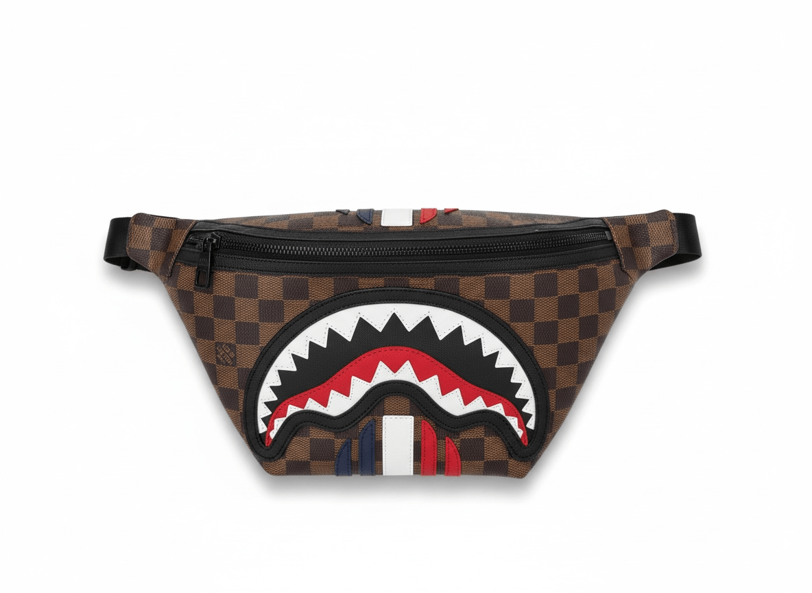 SPRAYGROUND-STYLE Shark Waist Bag – Damier Inspired 🦈🔥 - MASTERPIECE