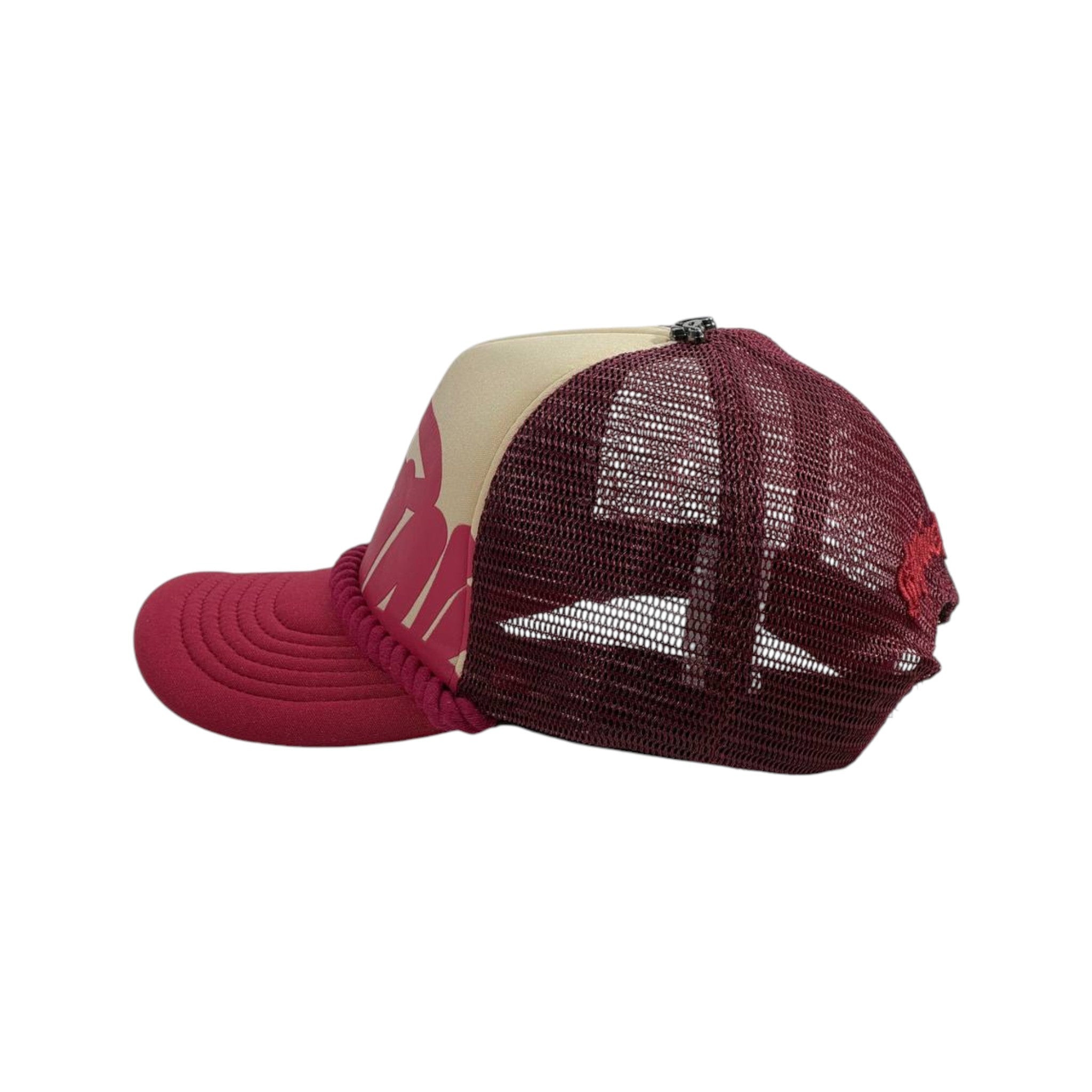 🔥 Syna Burgundy & Cream Trucker Cap | Bold Streetwear Logo Hat 🧢 - MASTERPIECE