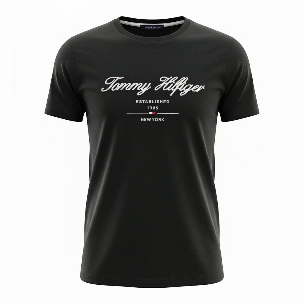 Tommy Hilfiger Black T-Shirt 🖤✨ Classic Script Logo - MASTERPIECE