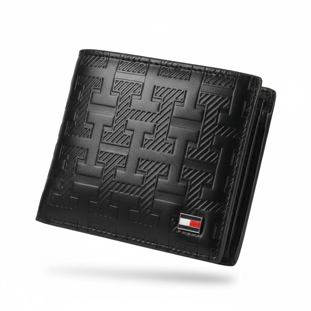Tommy Hilfiger Monogram Leather Wallet & Key Holder Set — Black - MASTERPIECE