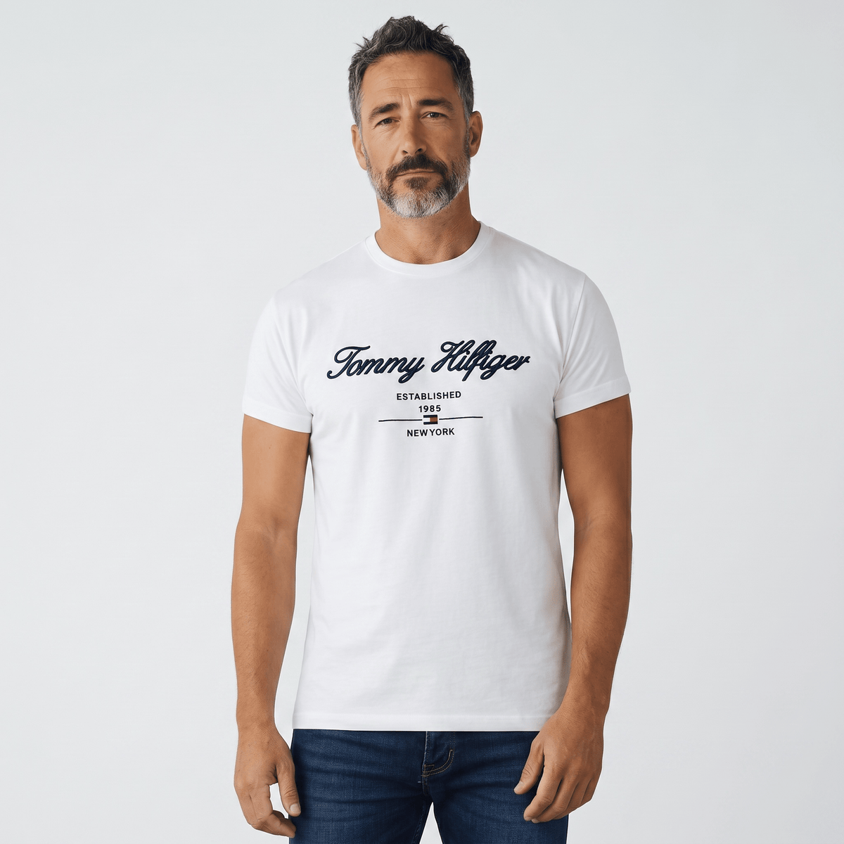 Tommy Hilfiger White Script Logo T-Shirt 🤍🇺🇸 Classic Heritage Edition - MASTERPIECE