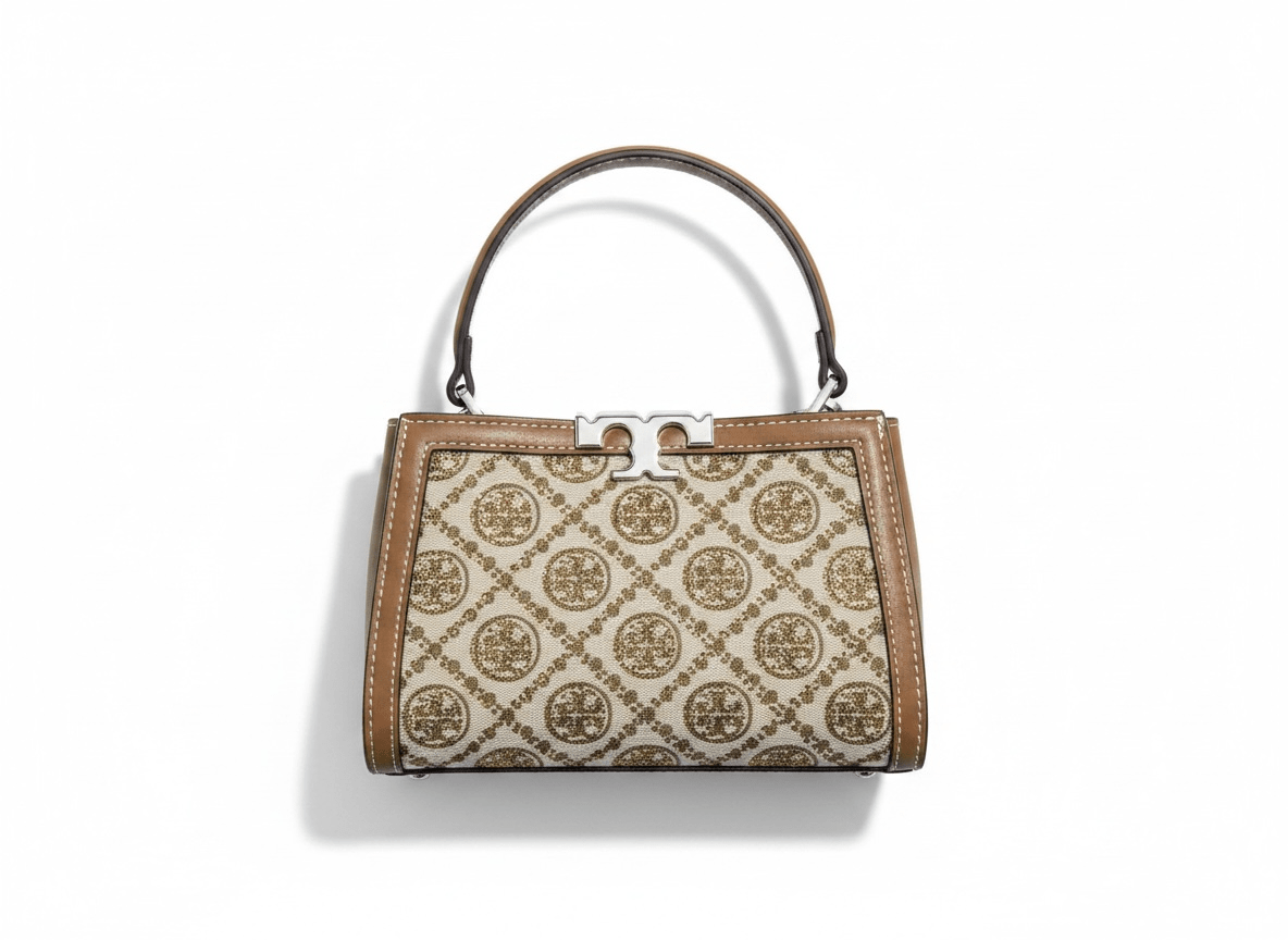 Tory Burch Monogram Canvas Mini Top Handle Bag โ Beige Luxury Classic ๐คโจ - MASTERPIECE