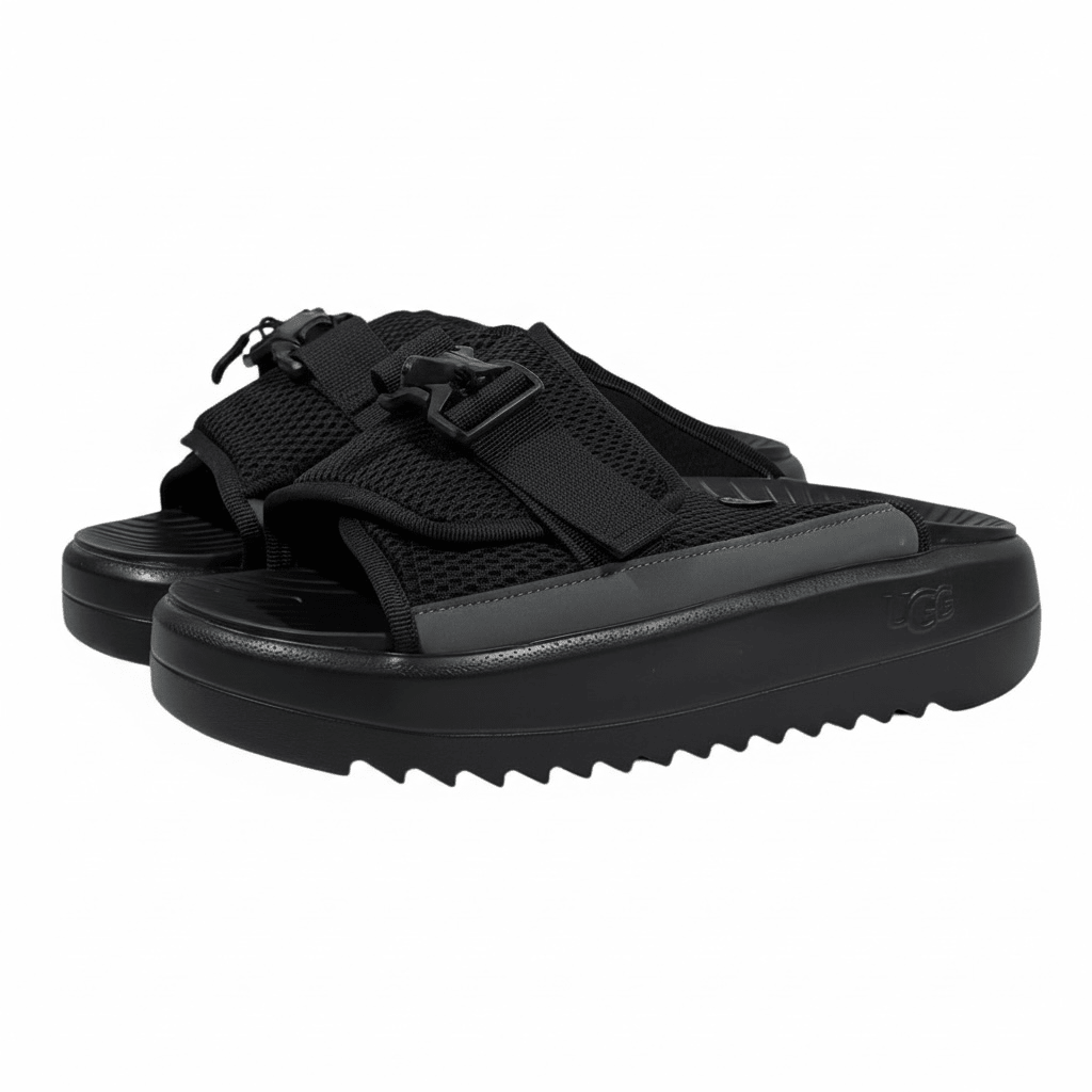UGG Tactical Mesh Slide Sandals – Black Comfort Streetwear 🖤⚡ - MASTERPIECE