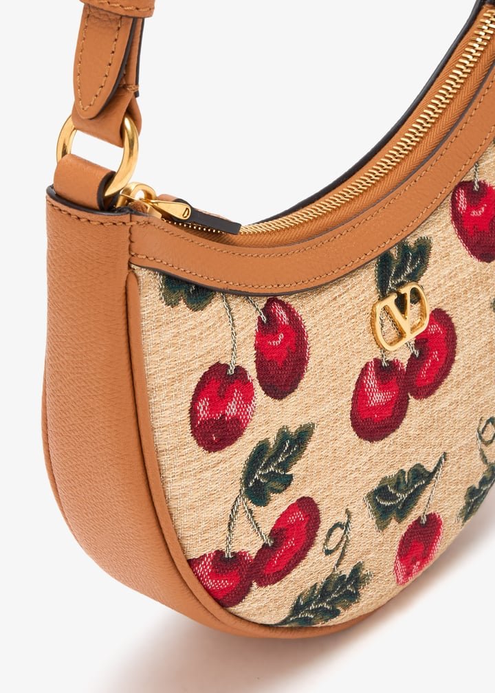 🍒 Valentino Cherry Embroidered Hobo Bag – Tan - MASTERPIECE