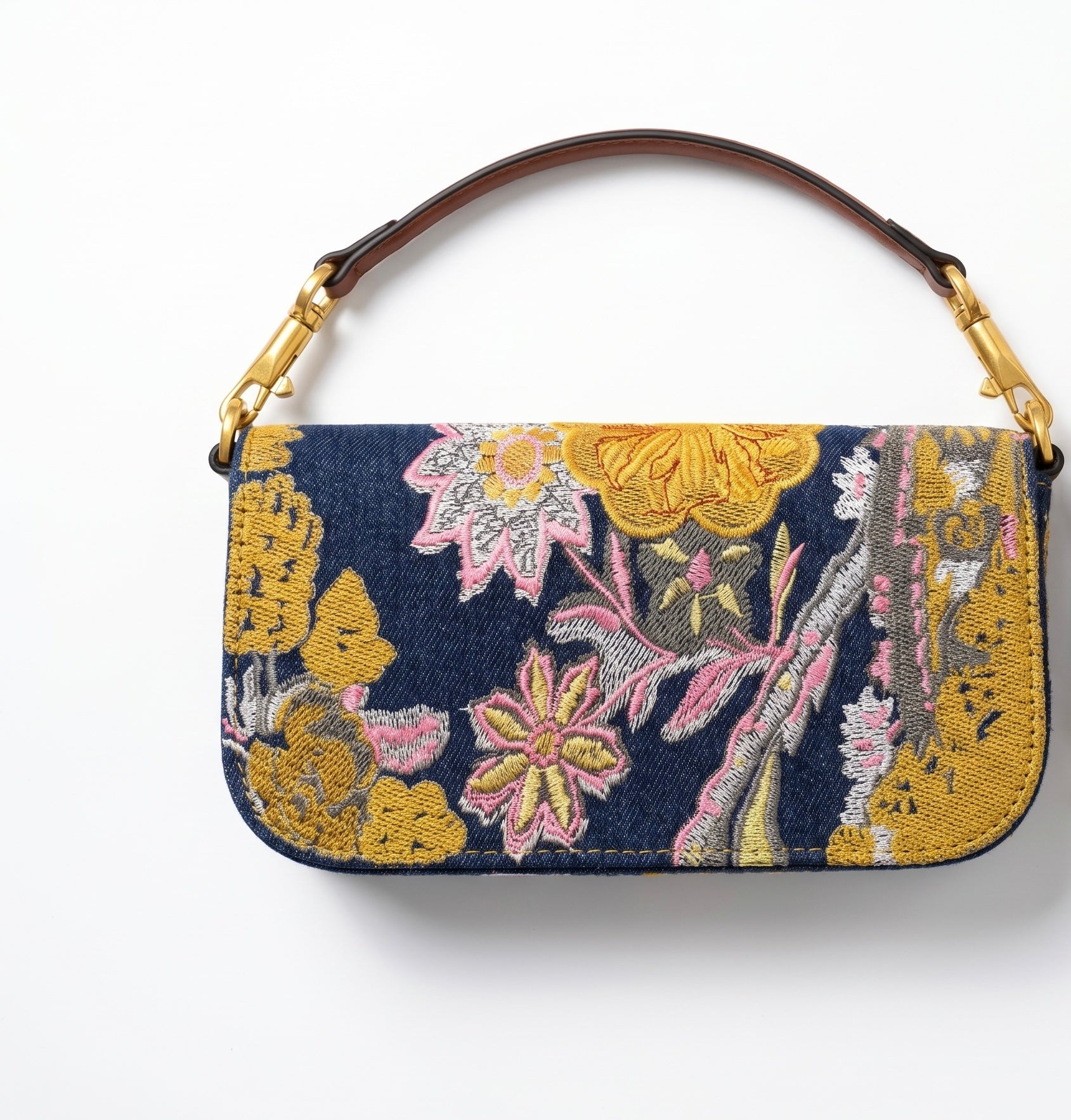 Valentino Garavani Floral Embroidered Denim Shoulder Bag 🌸✨ - MASTERPIECE