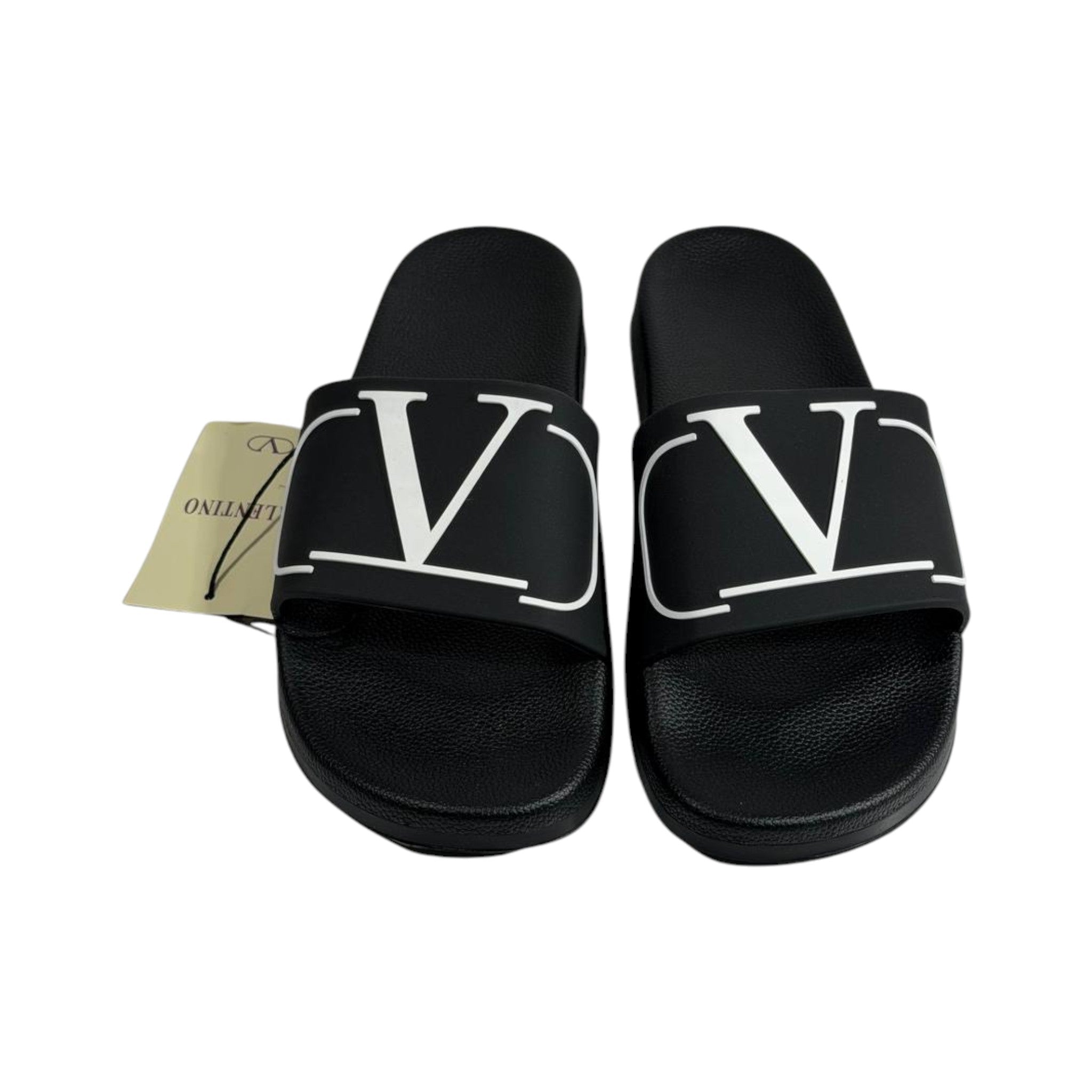 Valentino V Logo Black Slides – Premium Luxury Comfort Slippers 🖤✨ - MASTERPIECE