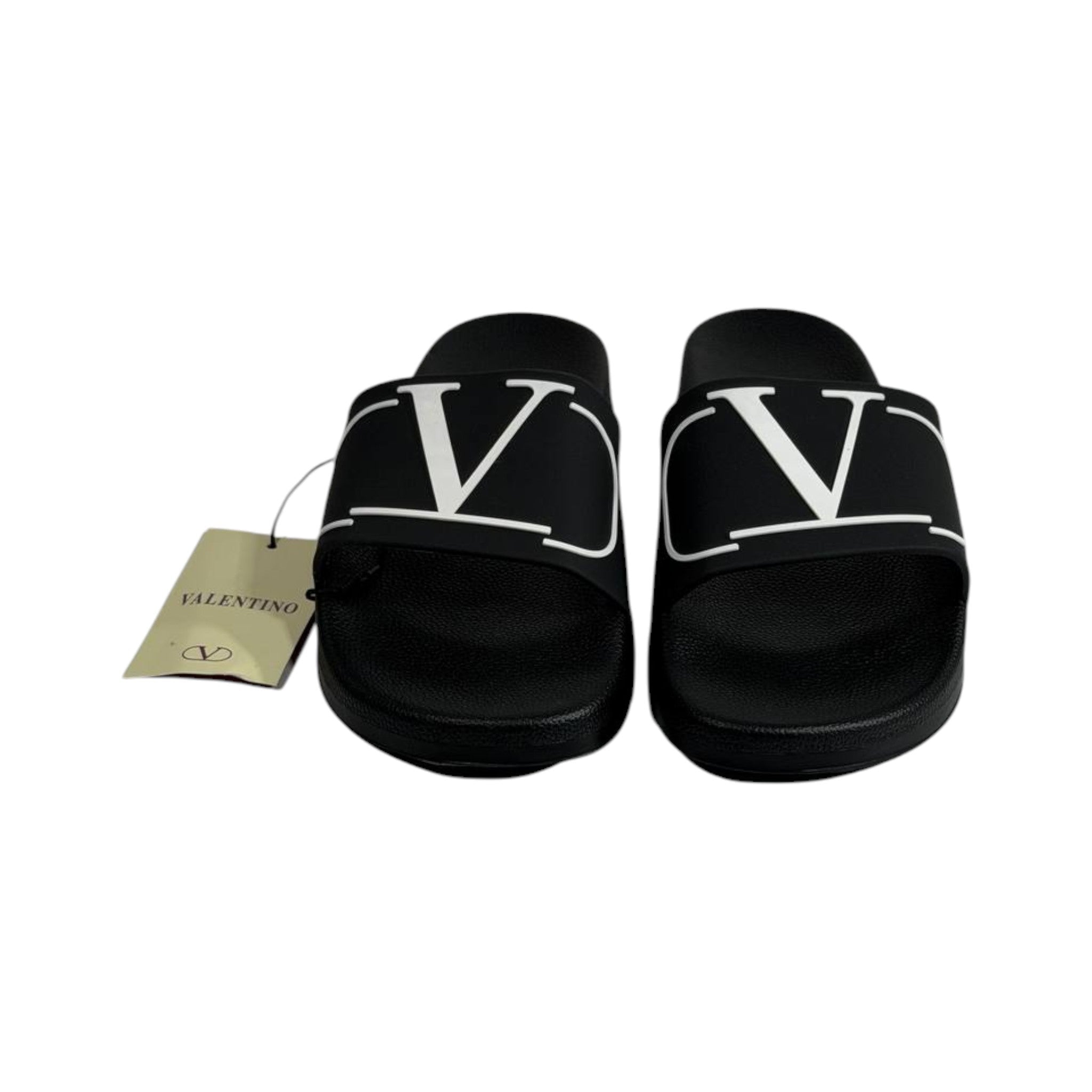Valentino V Logo Black Slides – Premium Luxury Comfort Slippers 🖤✨ - MASTERPIECE
