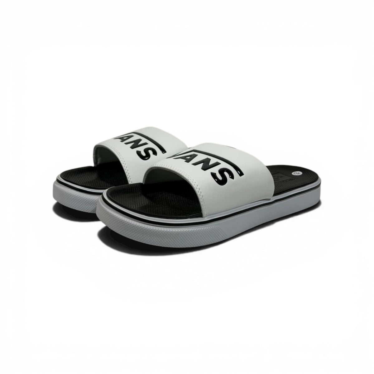 ⚪⚫ Vans Classic Slides – White & Black Essential Edition - MASTERPIECE