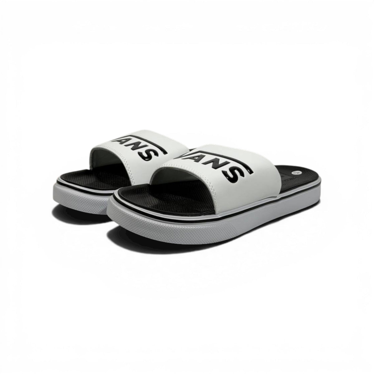 ⚪⚫ Vans Classic Slides – White & Black Essential Edition - MASTERPIECE