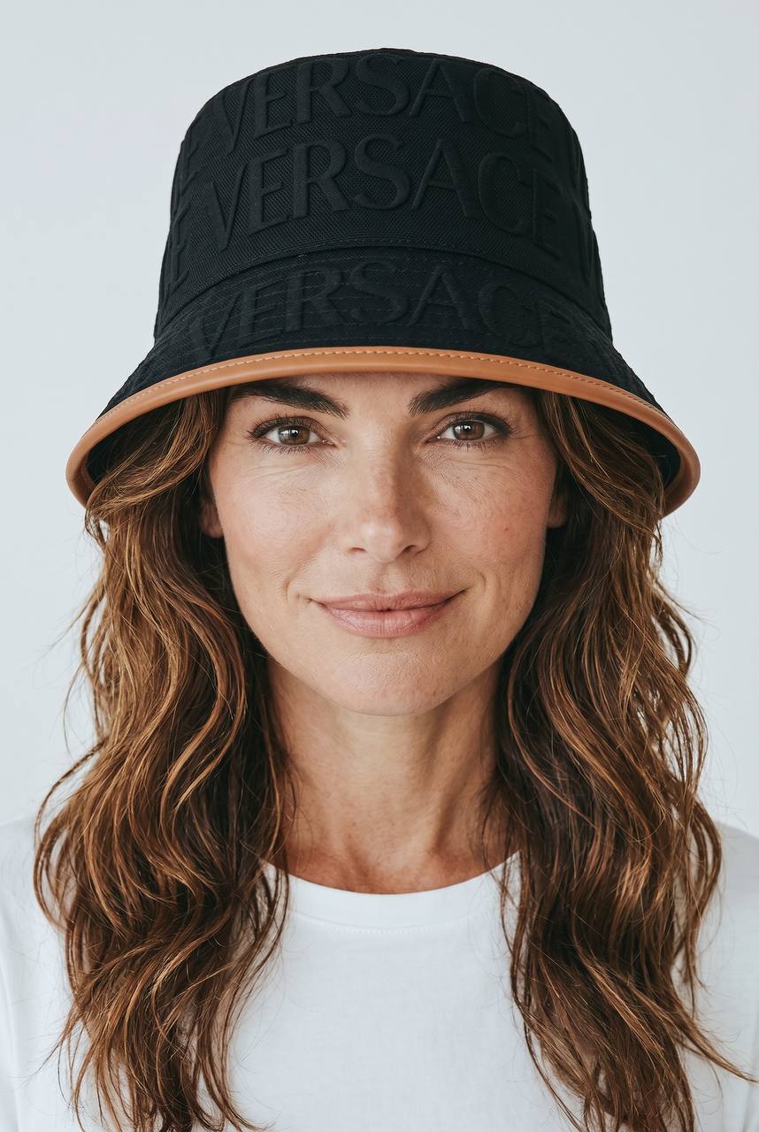 🧢 Versace Black Logo Bucket Hat | Embossed Luxury Statement 🖤✨ - MASTERPIECE