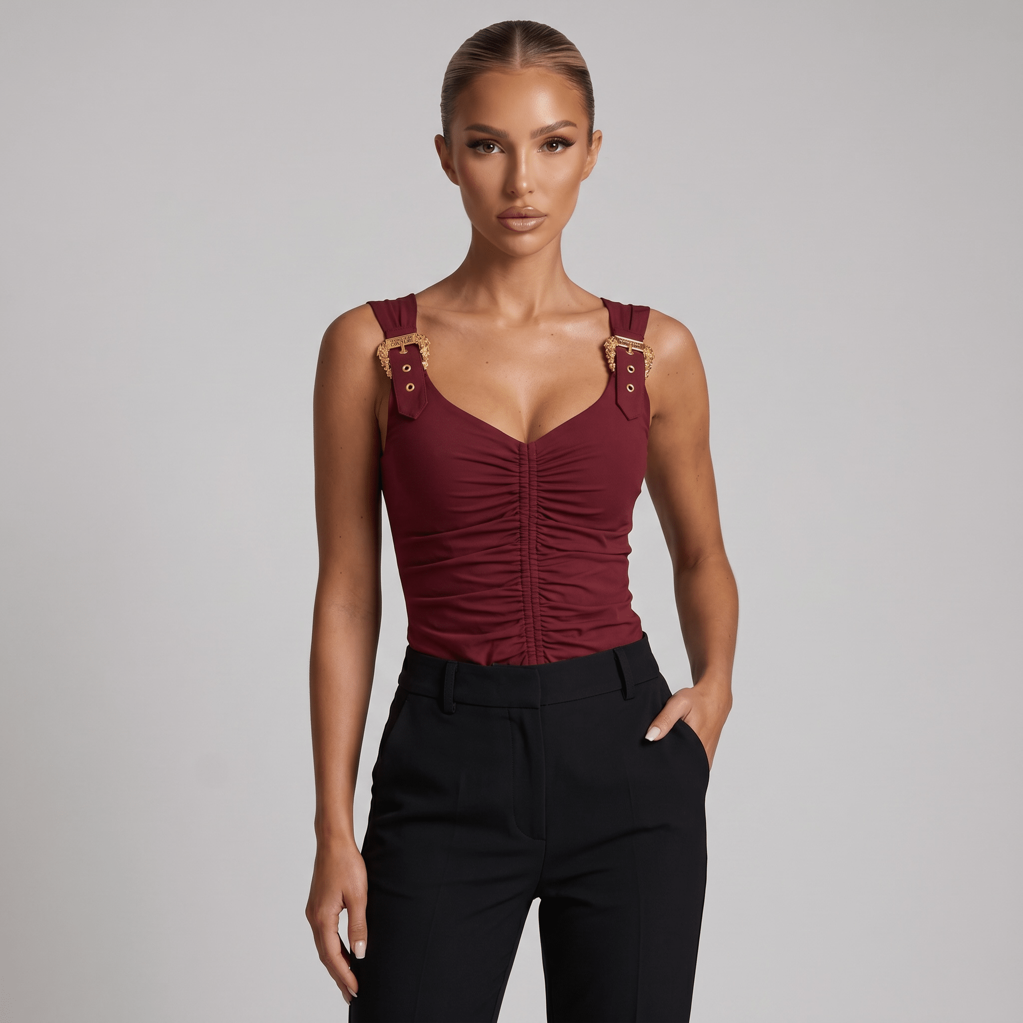 ❤️ Versace Jeans Couture Ruched Buckle Top ✨ - MASTERPIECE