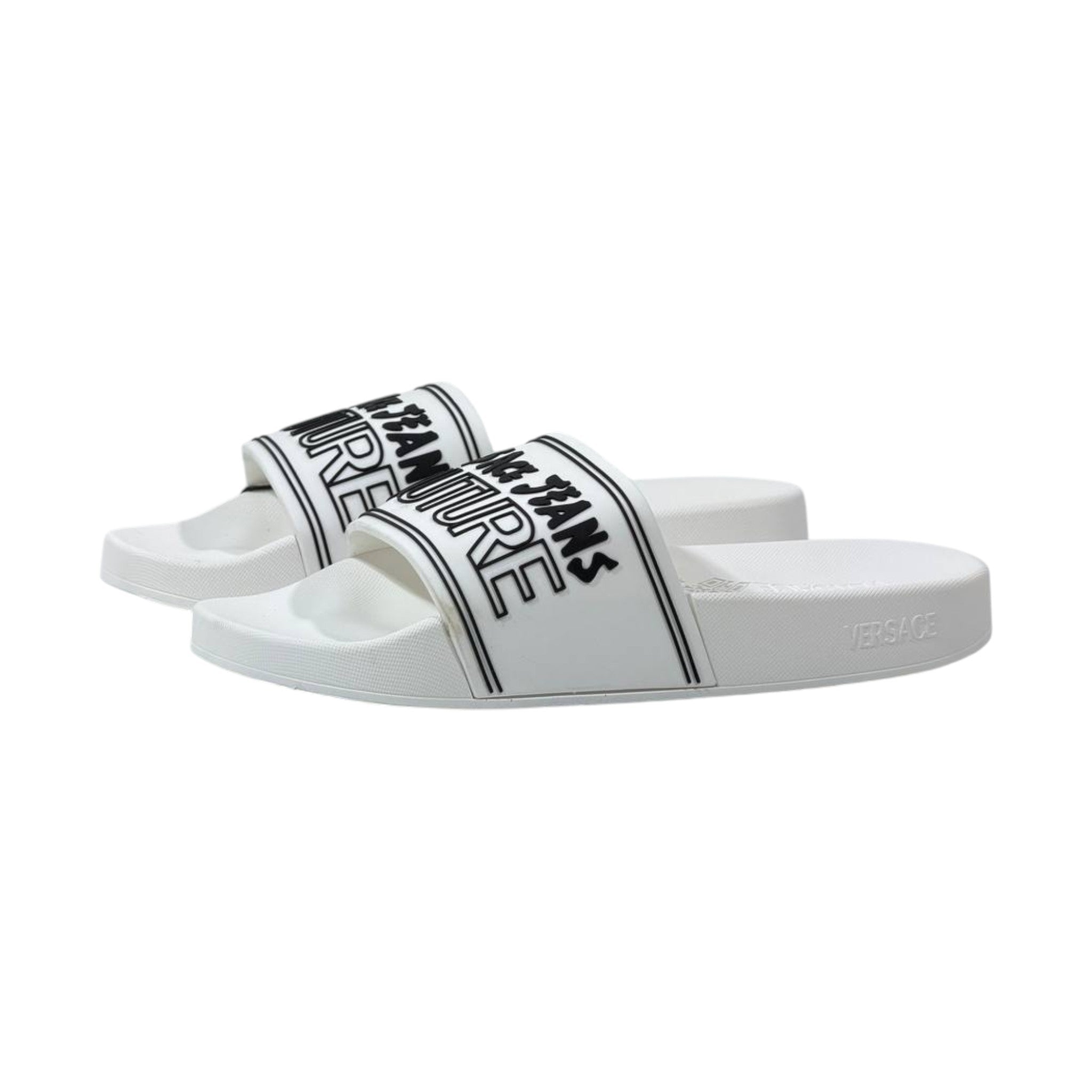 🤍 Versace Jeans Couture White Logo Slides – Luxury Minimalist Summer Essential ✨ - MASTERPIECE