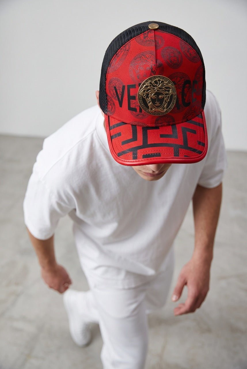 Versace Medusa Graphic Trucker Cap – Red & Black - MASTERPIECE