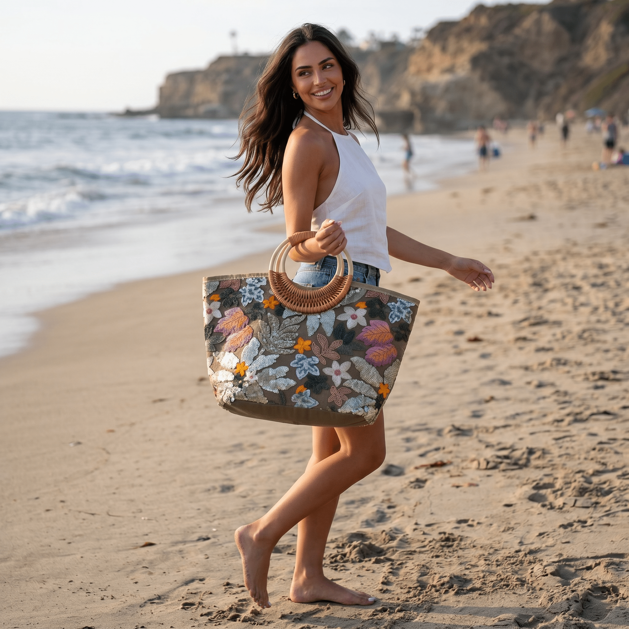 🌿 Vintage Floral Beach Tote Bag | Elegant Boho Summer Handbag ✨ - MASTERPIECE