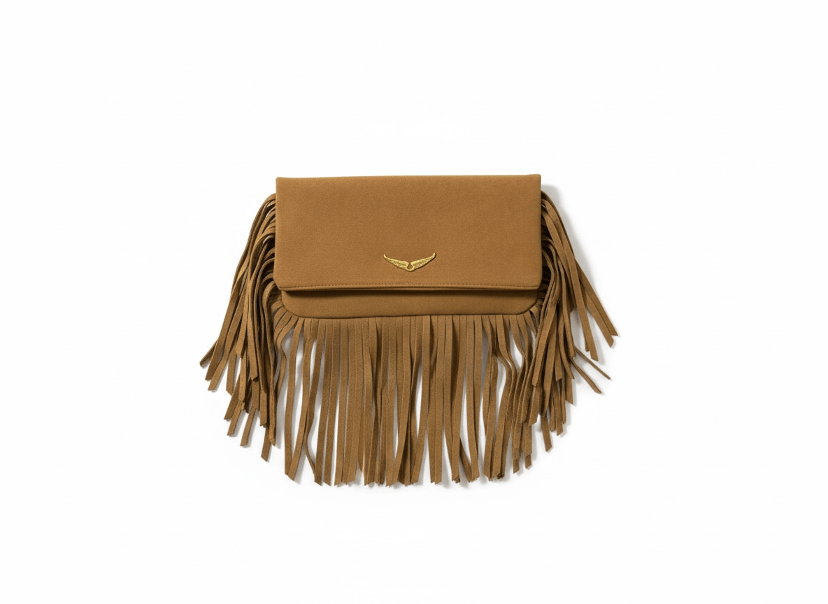 Zadig & Voltaire Fringe Clutch – Suede Brown 🤎✨ | Boho Luxe Statement - MASTERPIECE