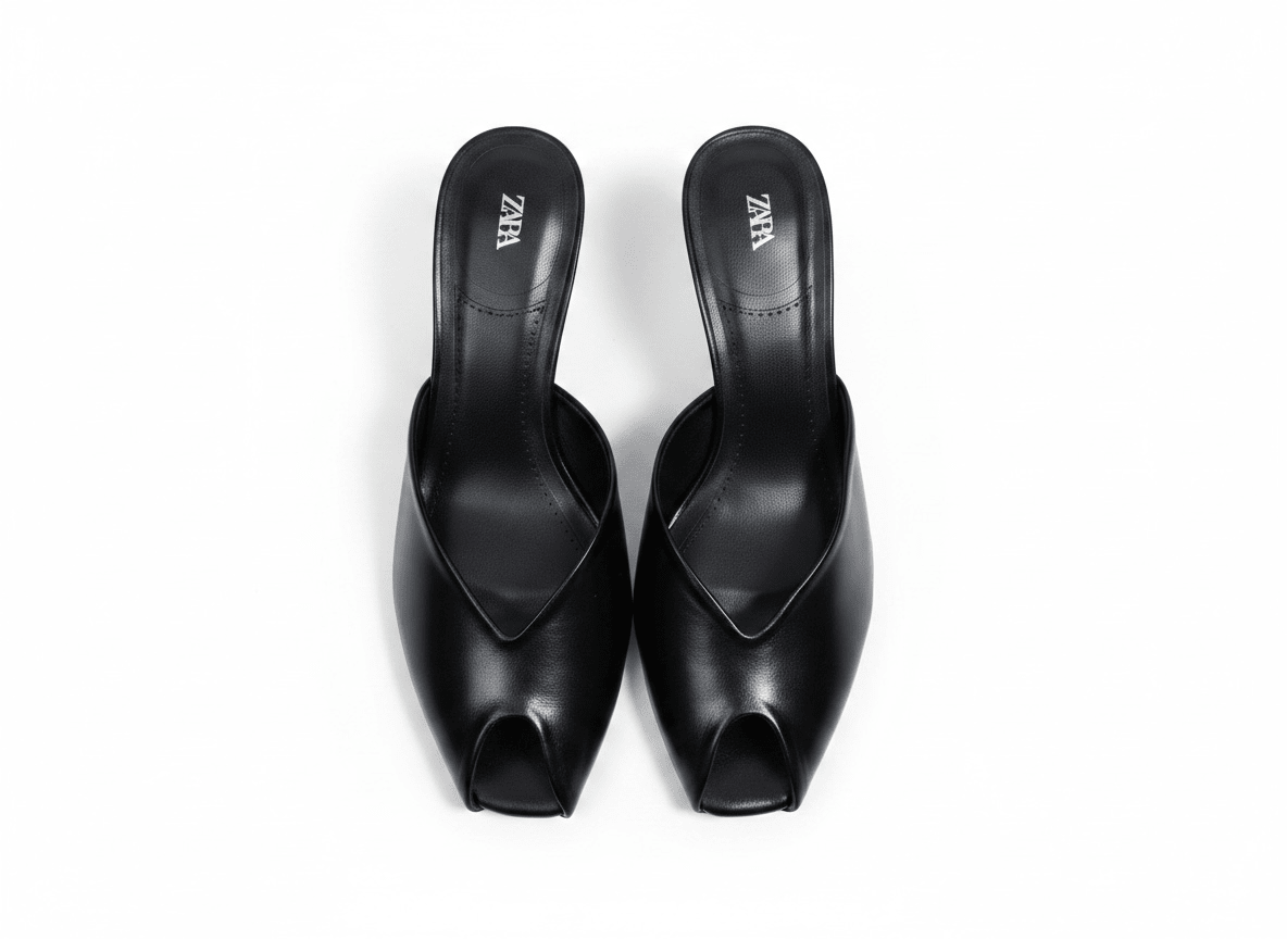 Zara Black Minimal Mule Heels 🖤✨ - MASTERPIECE