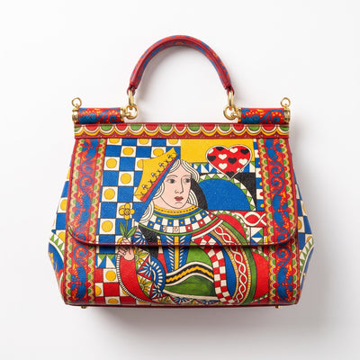 Dolce & Gabbana colorful Sicily top-handle bag with playing-card style print and gold hardware