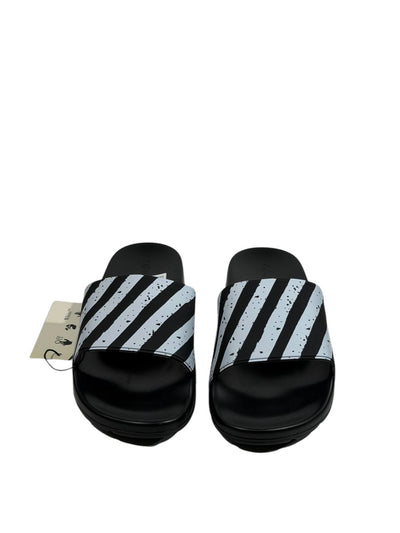 OFF-WHITE Industrial Stripe Slides – Black/White Edition ⚫⚪🔥