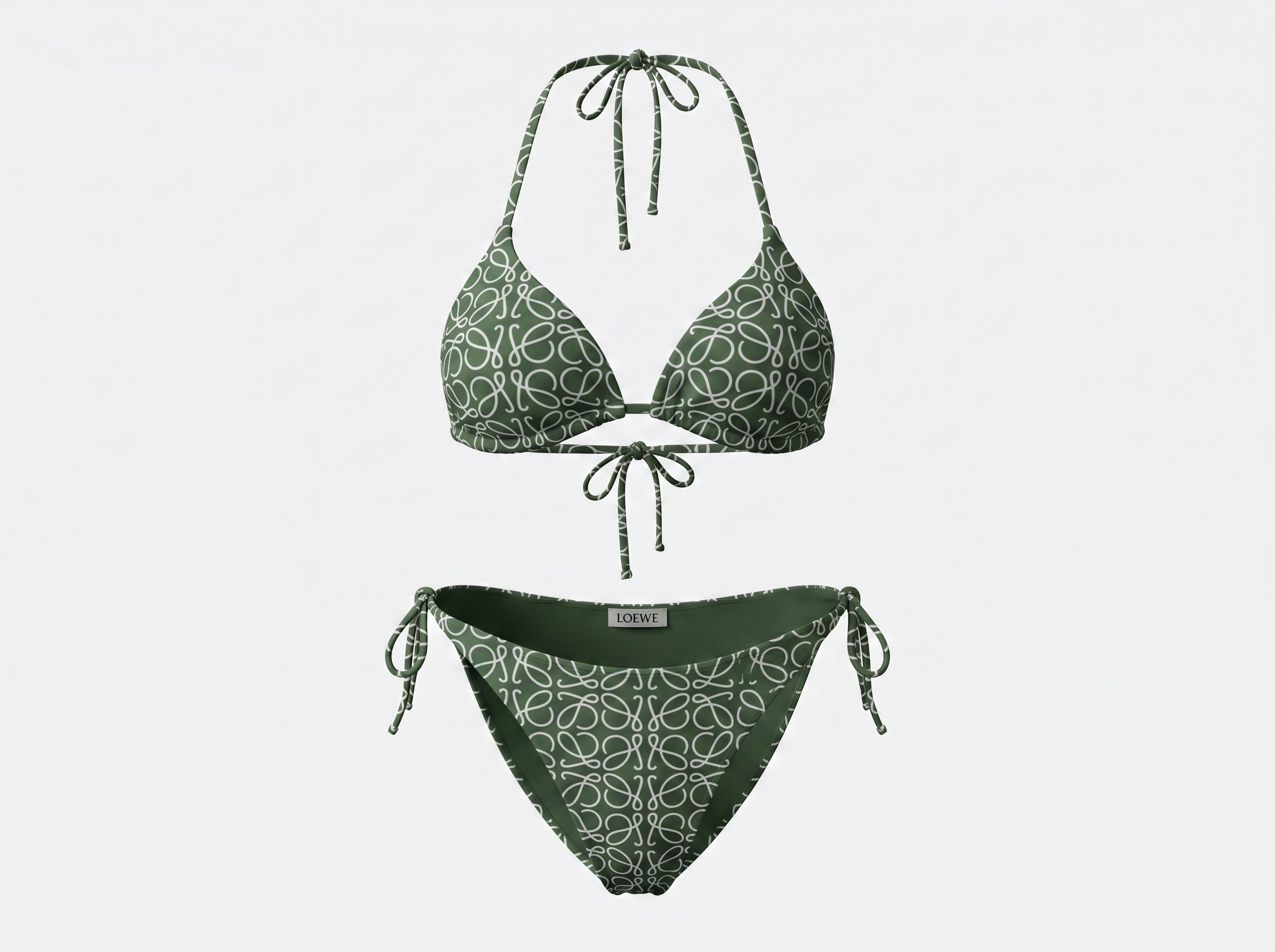 Loewe Anagram Triangle Bikini Set – Olive Green 💚🌿🏖️