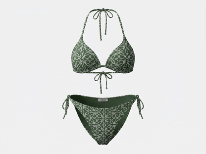 Loewe Anagram Triangle Bikini Set – Olive Green 💚🌿🏖️