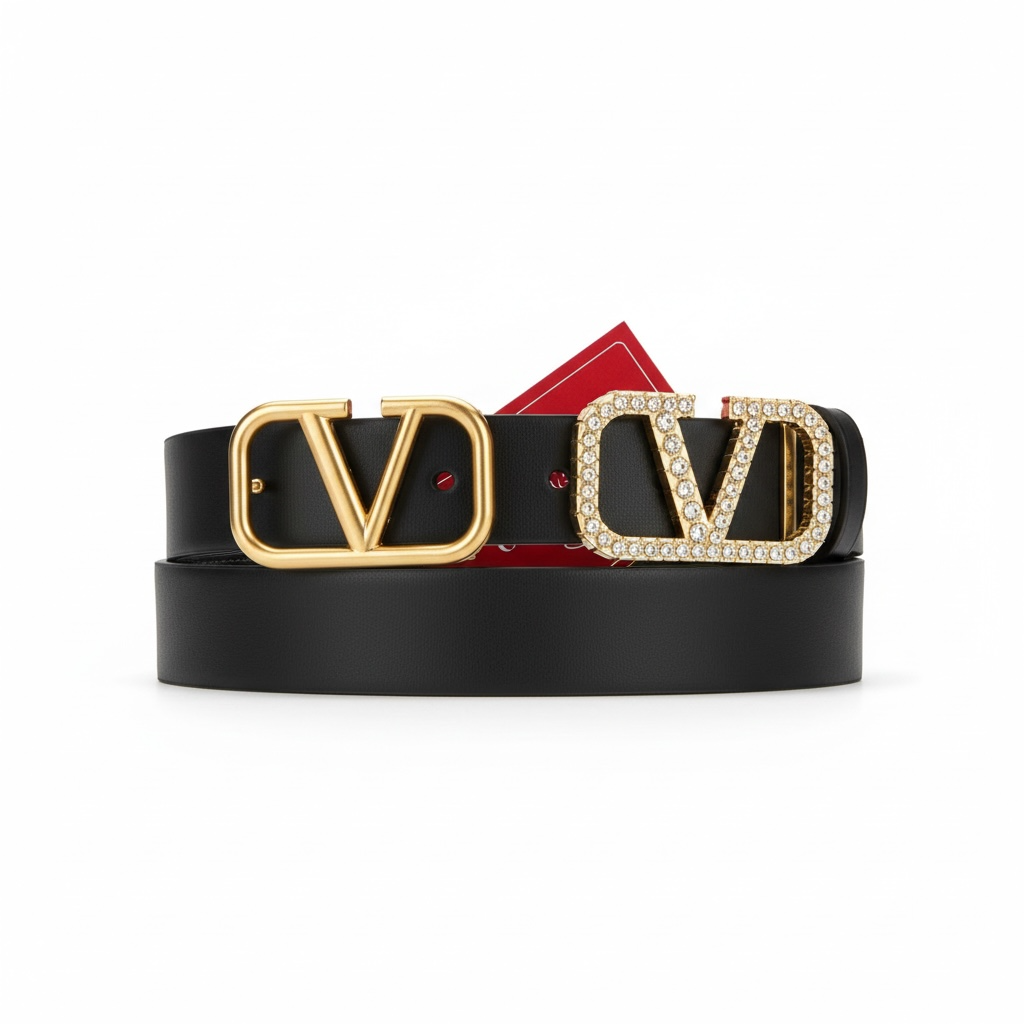 Valentino Reversible V Logo Belt Set (2 Buckles) ✨🖤