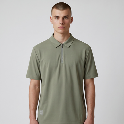 🫒✨ Emporio Armani Olive Half-Zip Polo Shirt – Luxury Minimal Edition 👔🔥