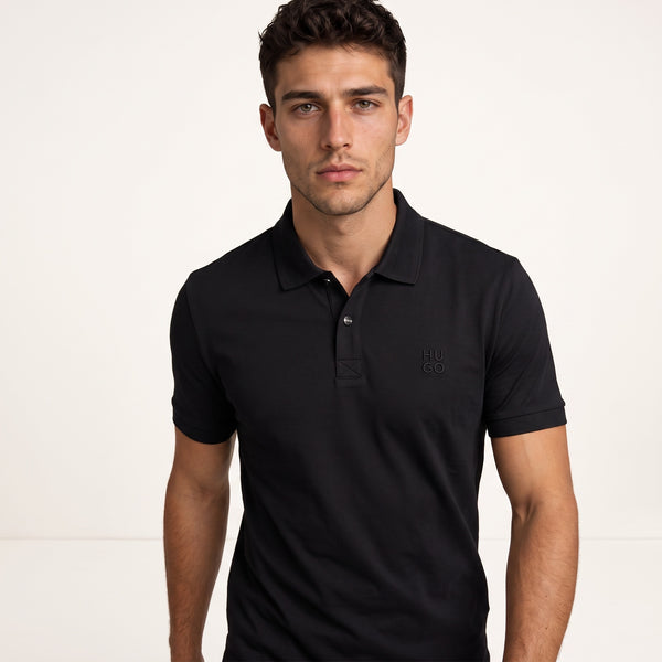 HUGO Slim Polo – Black Logo Short-Sleeve 👕🖤