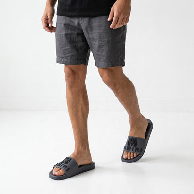 Amiri grey men's slide sandals with raised logo