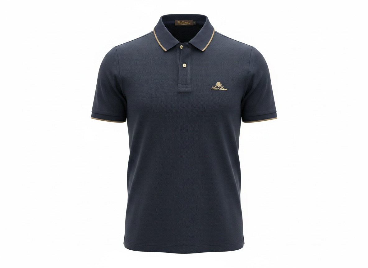 Loro Piana Navy Classic Polo Shirt 🔵✨ Textured Luxury Fit