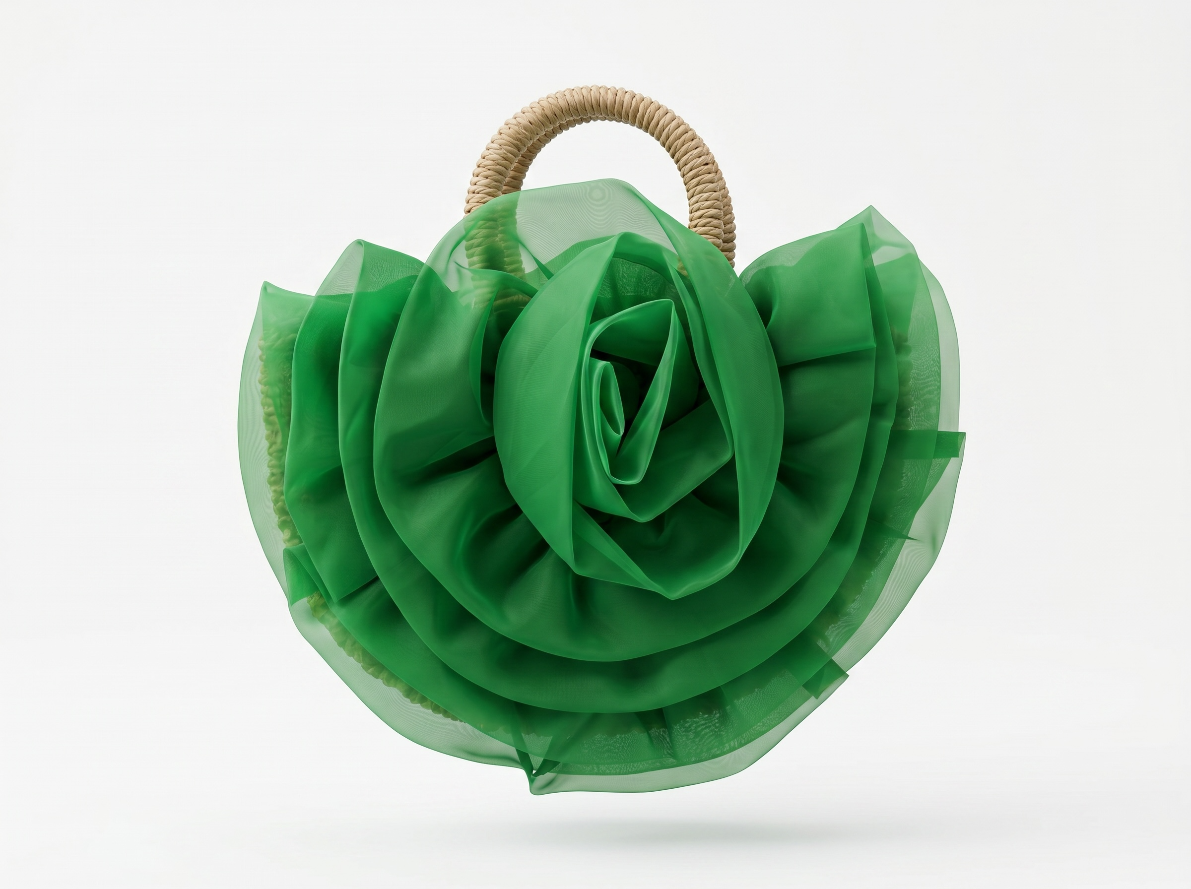 Rosantica Bloom Organza Floral Top Handle Bag – Emerald Green 💚🌿