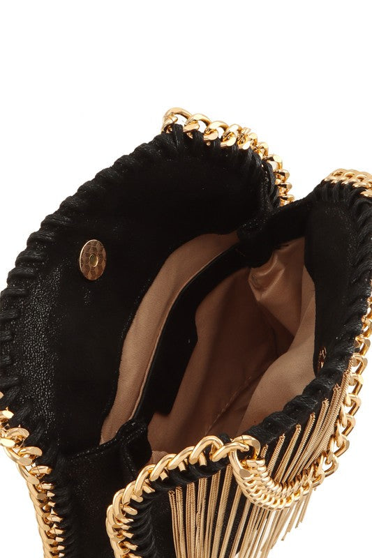STELLA McCARTNEY Falabella Fringe Bag – Gold Chain Edition ✨🖤