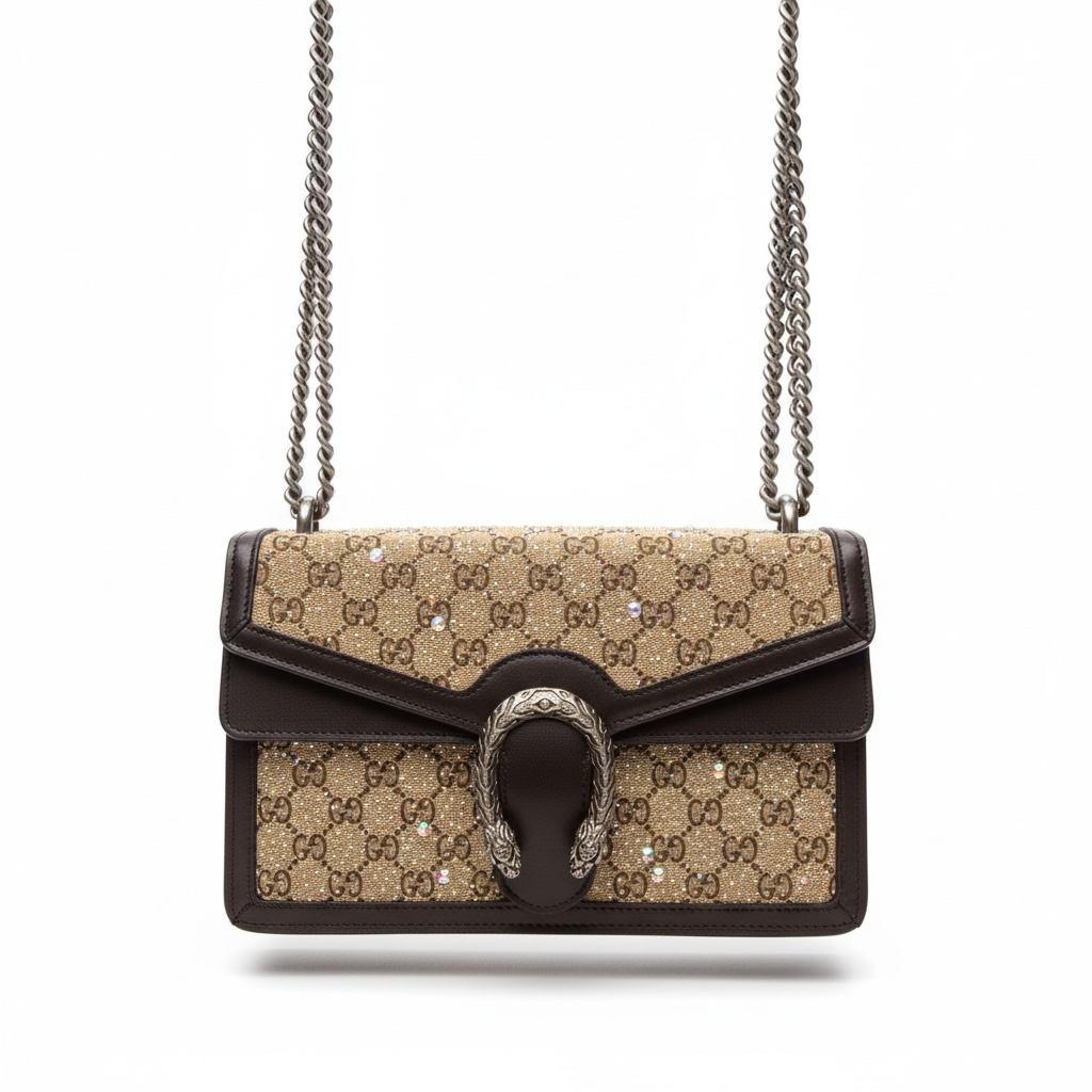 ✨👜 Gucci Dionysus GG Crystal Shoulder Bag 🐍💎