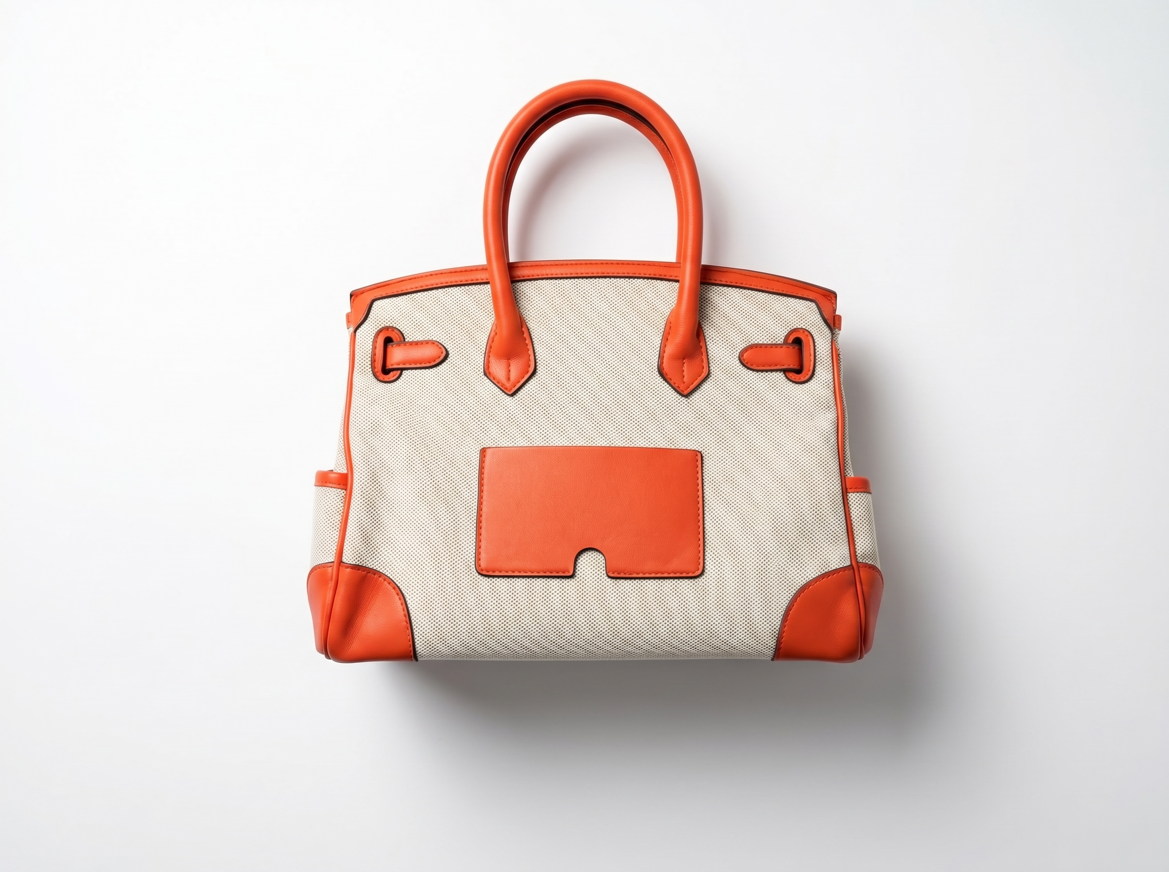 🧡 Hermès-Inspired Canvas Tote Bag – Orange Trim Luxury Statement Handbag